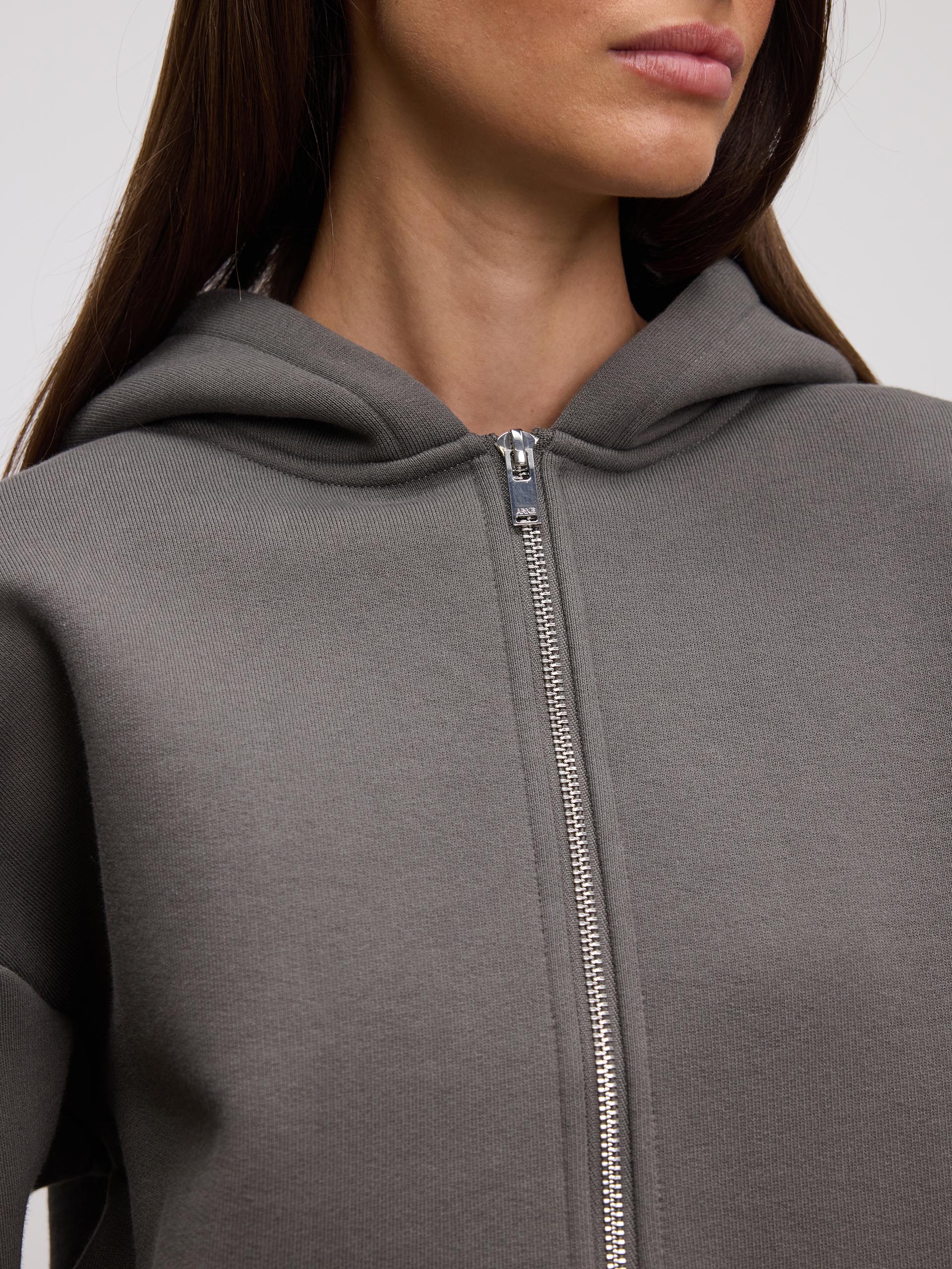Womens Relaxed Zip Hoodie in Grey