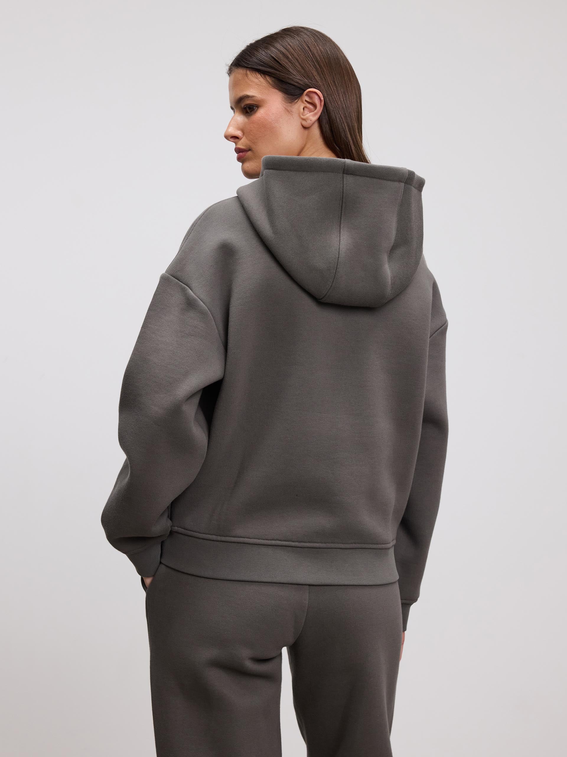 Womens Relaxed Zip Hoodie in Grey