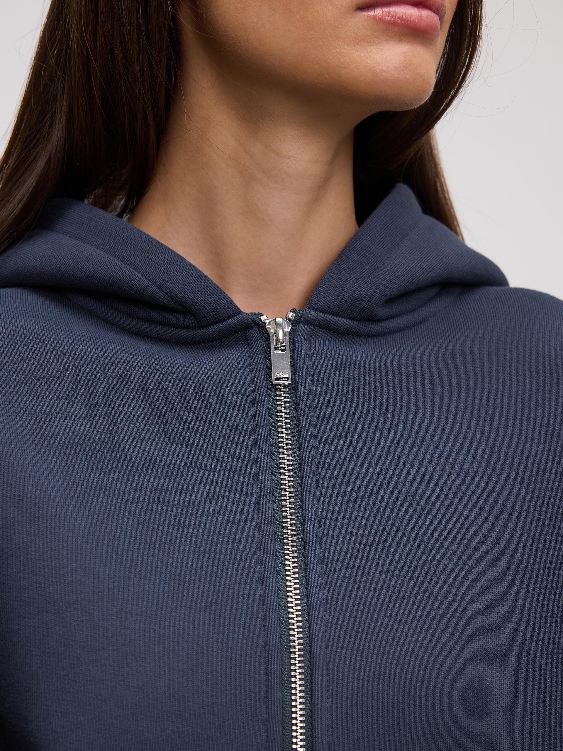 Womens Relaxed Zip Hoodie in Slate Blue