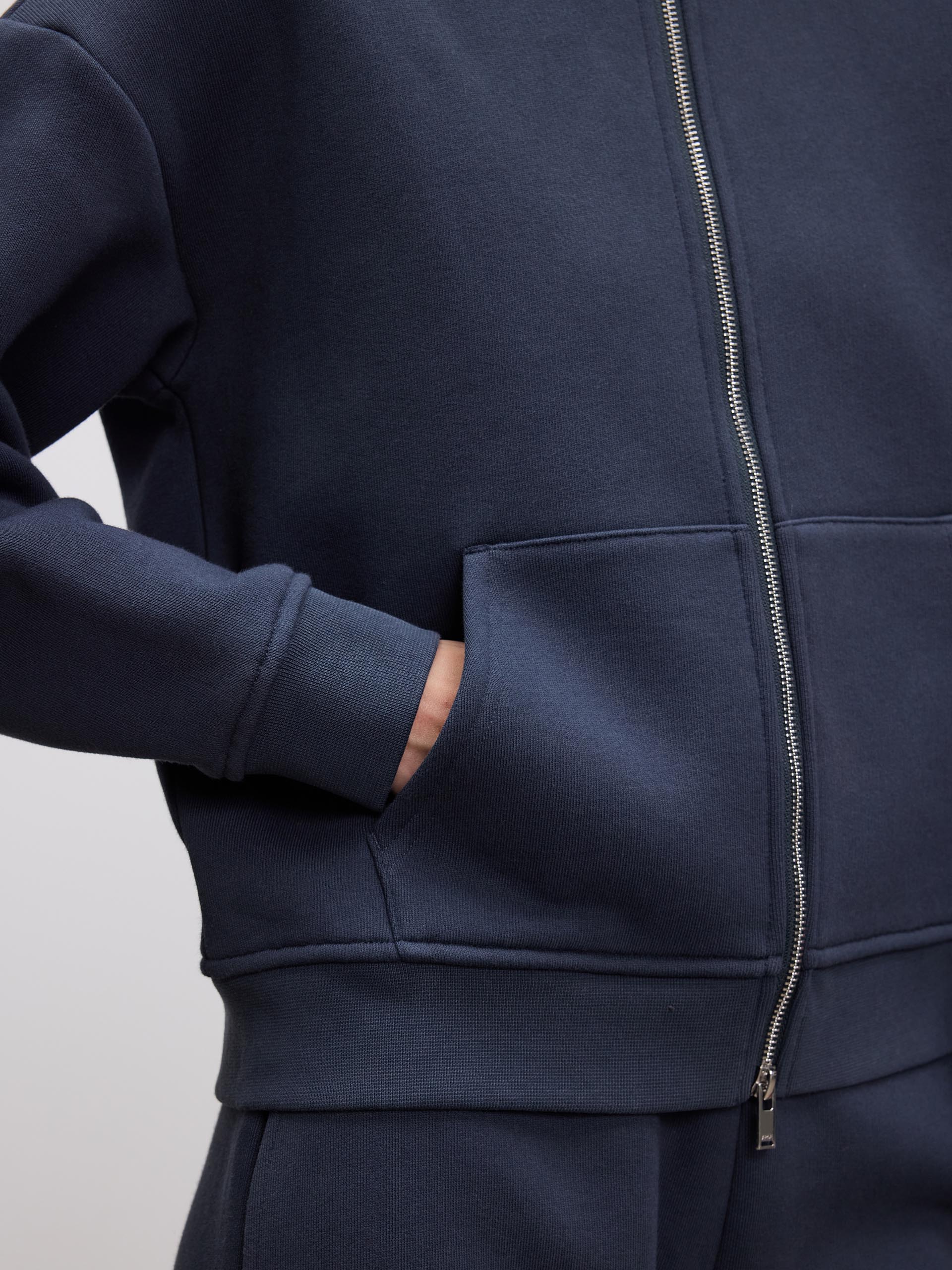 Womens Relaxed Zip Hoodie in Slate Blue