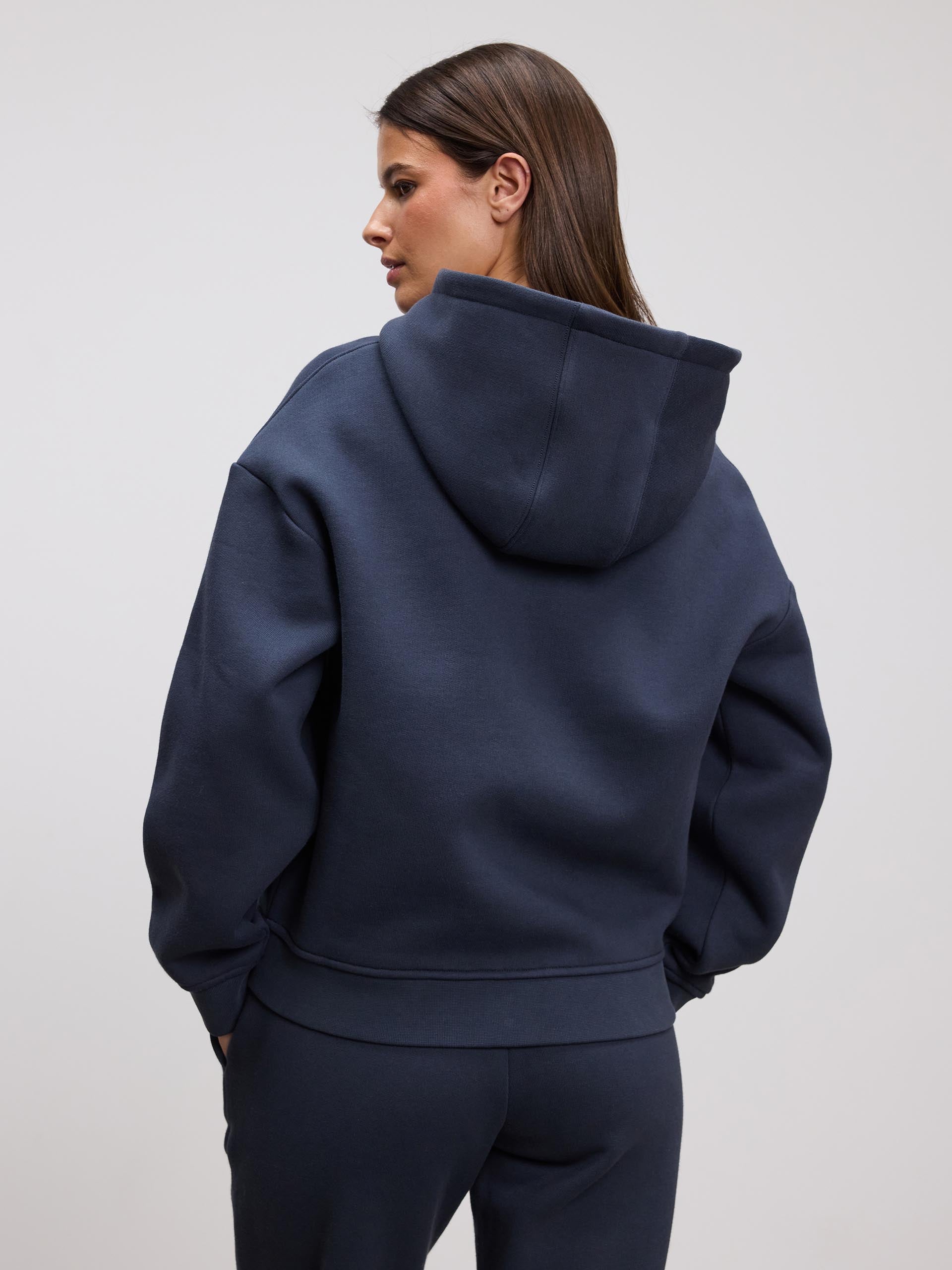 Womens Relaxed Zip Hoodie in Slate Blue