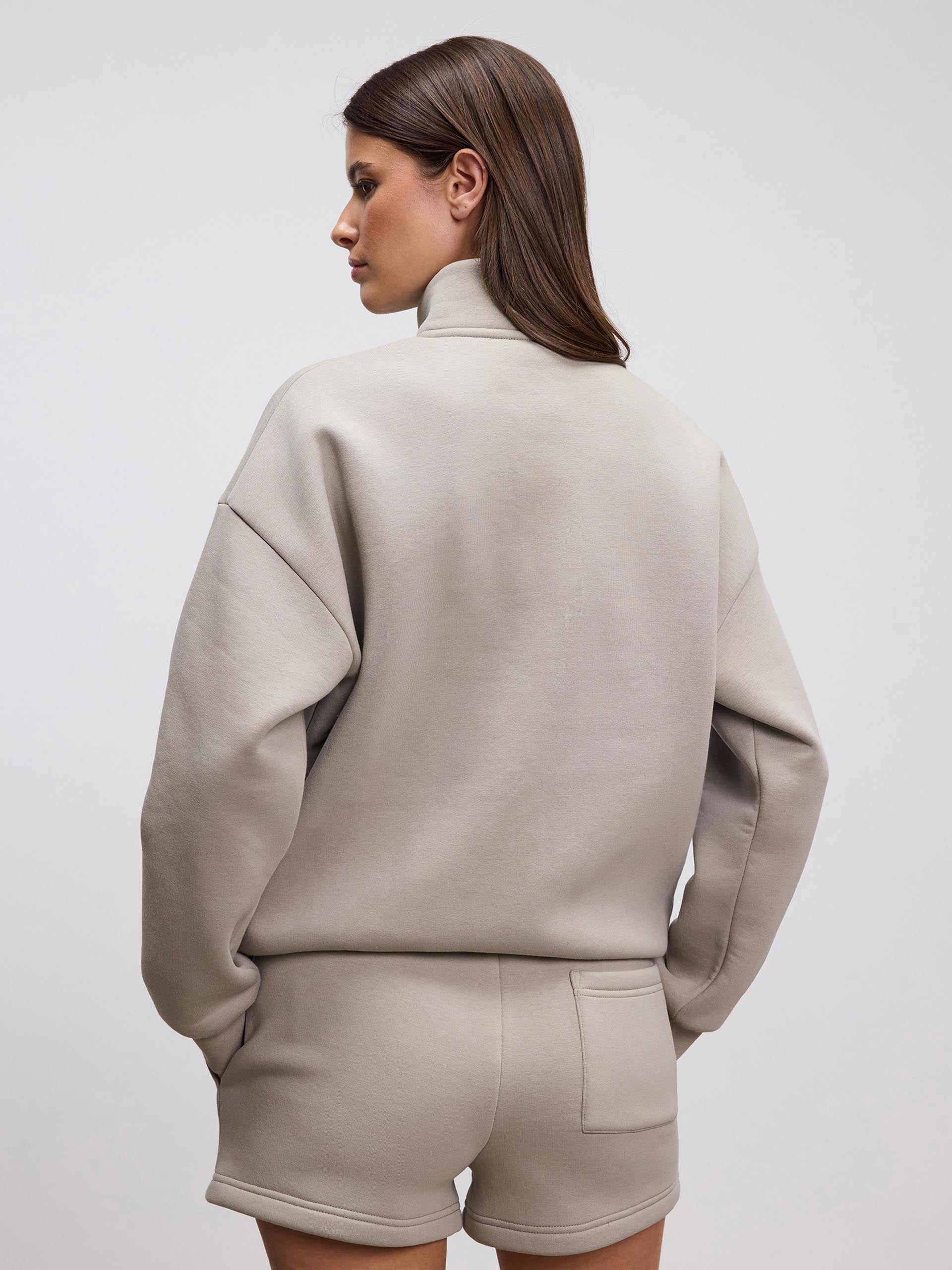 Womens Neoprene Half Zip in Stone