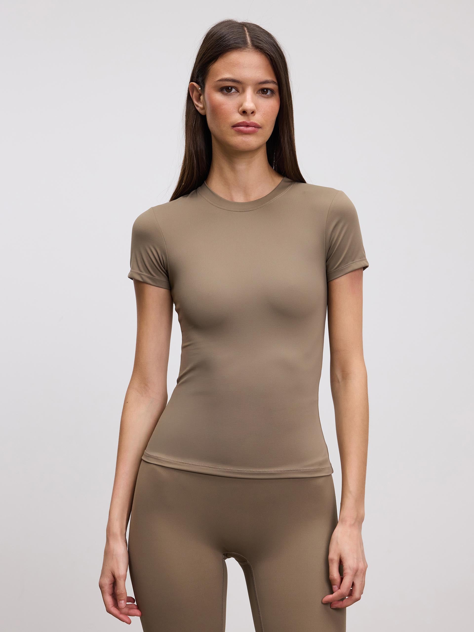 Womens Active T-Shirt in Taupe