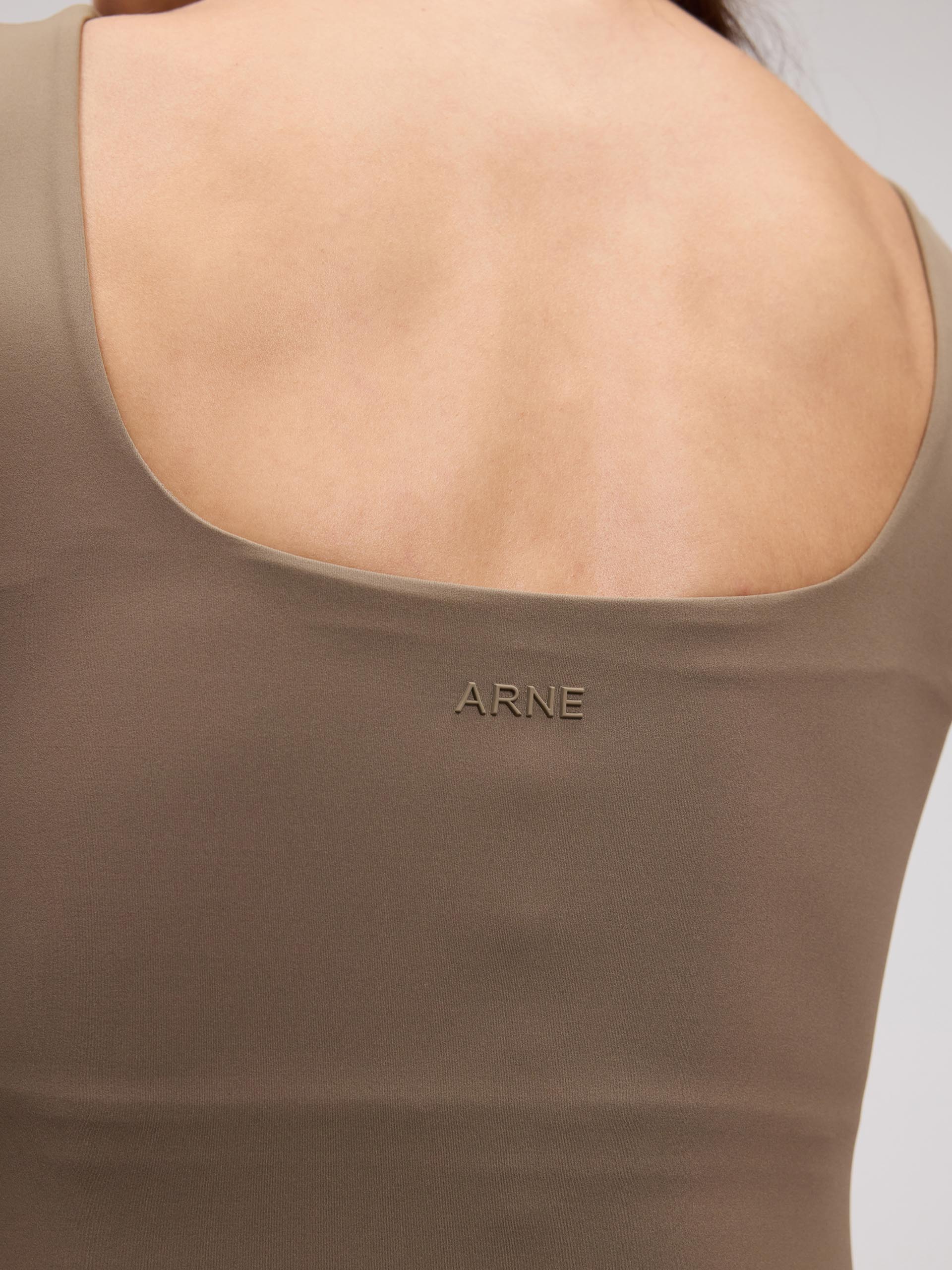 Womens Active Square Neck Vest in Taupe