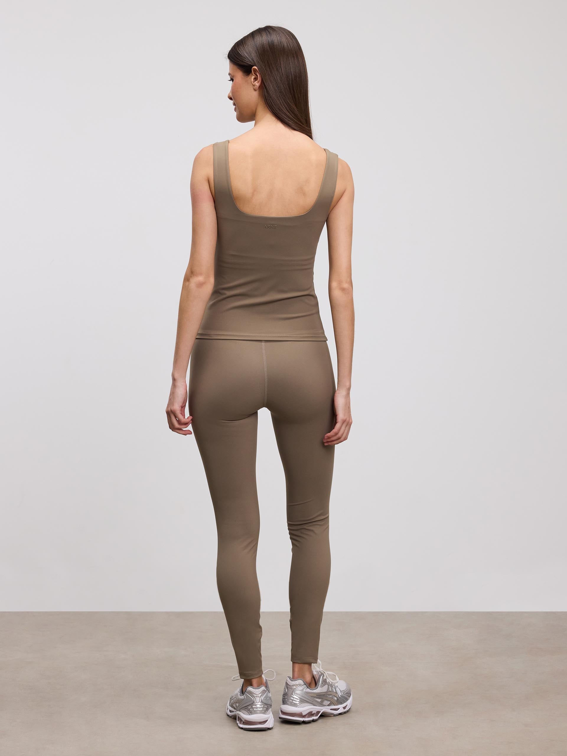 Womens Active Square Neck Vest in Taupe