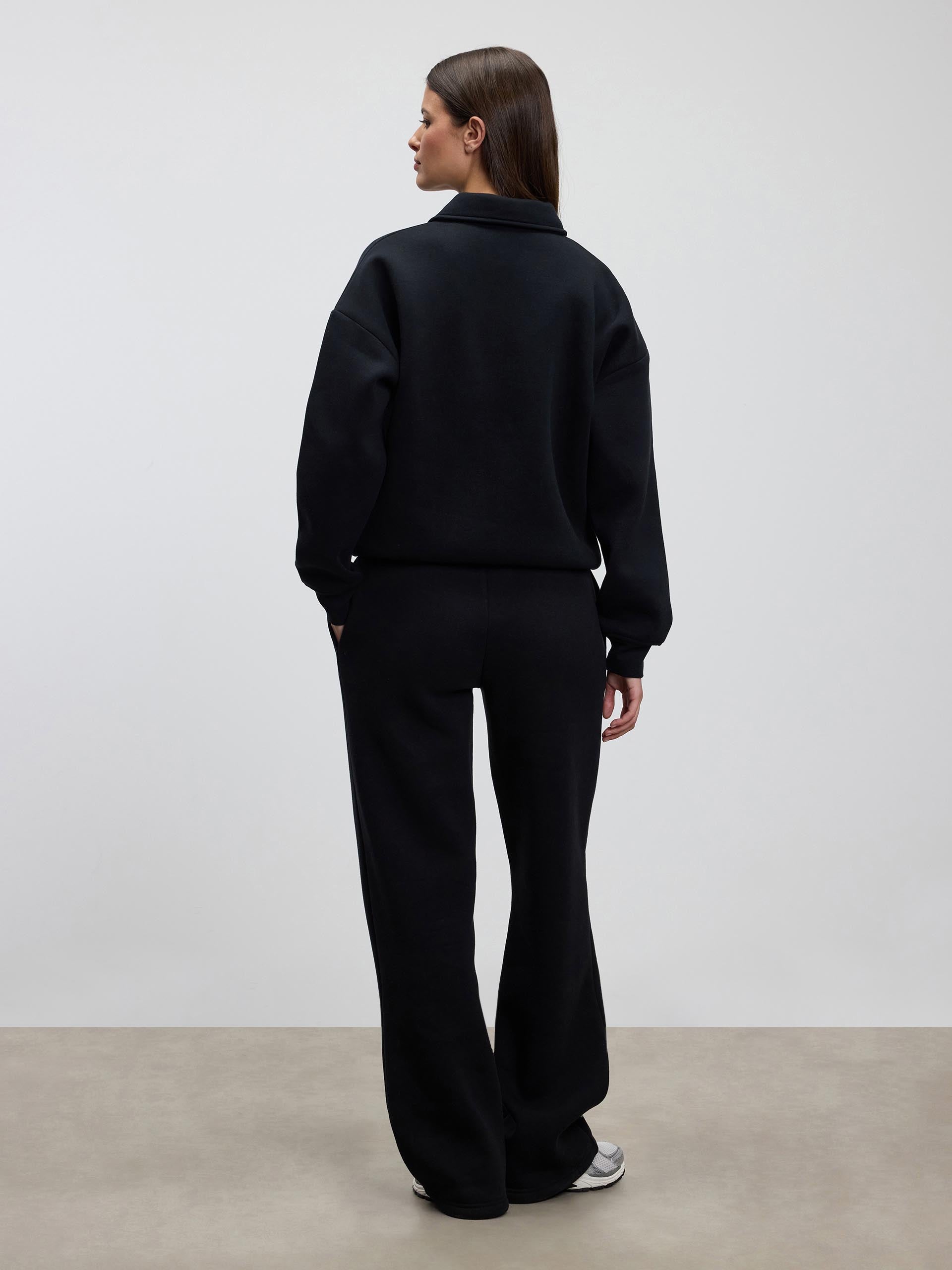 Womens Neoprene Long Sleeve Polo Shirt in Black