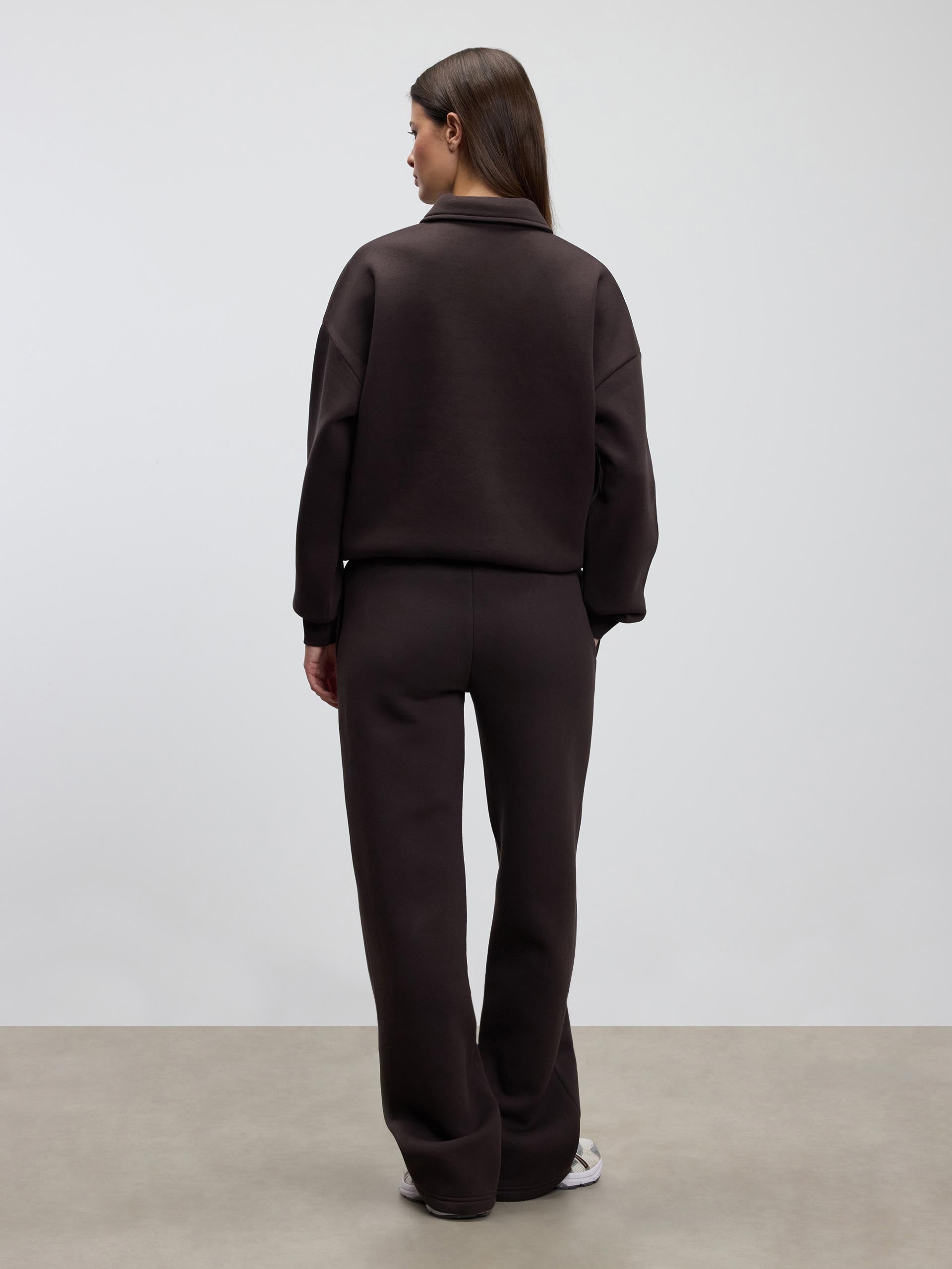 Womens Neoprene Long Sleeve Polo Shirt in Brown