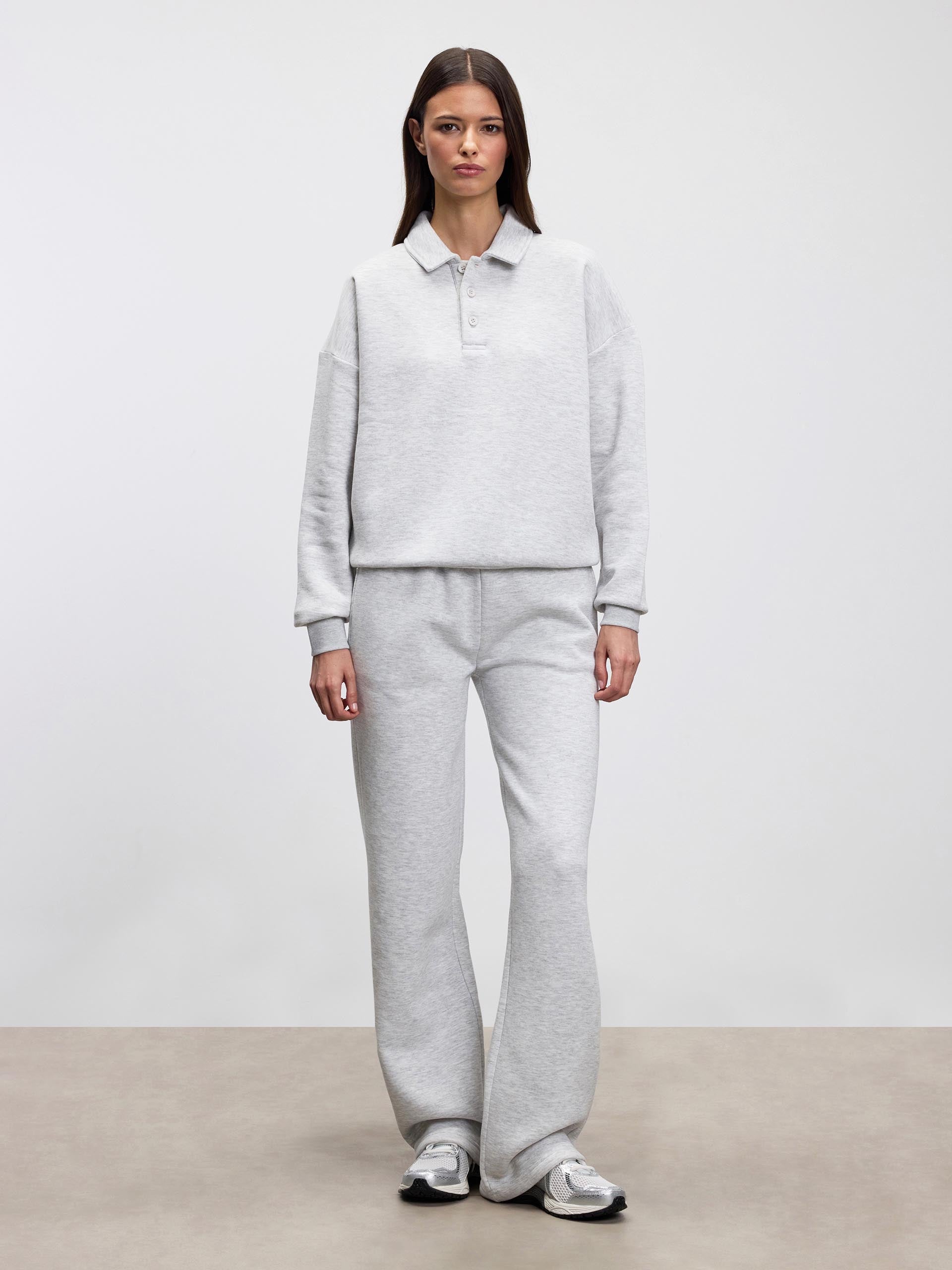 Womens Neoprene Long Sleeve Polo Shirt in Marl Grey