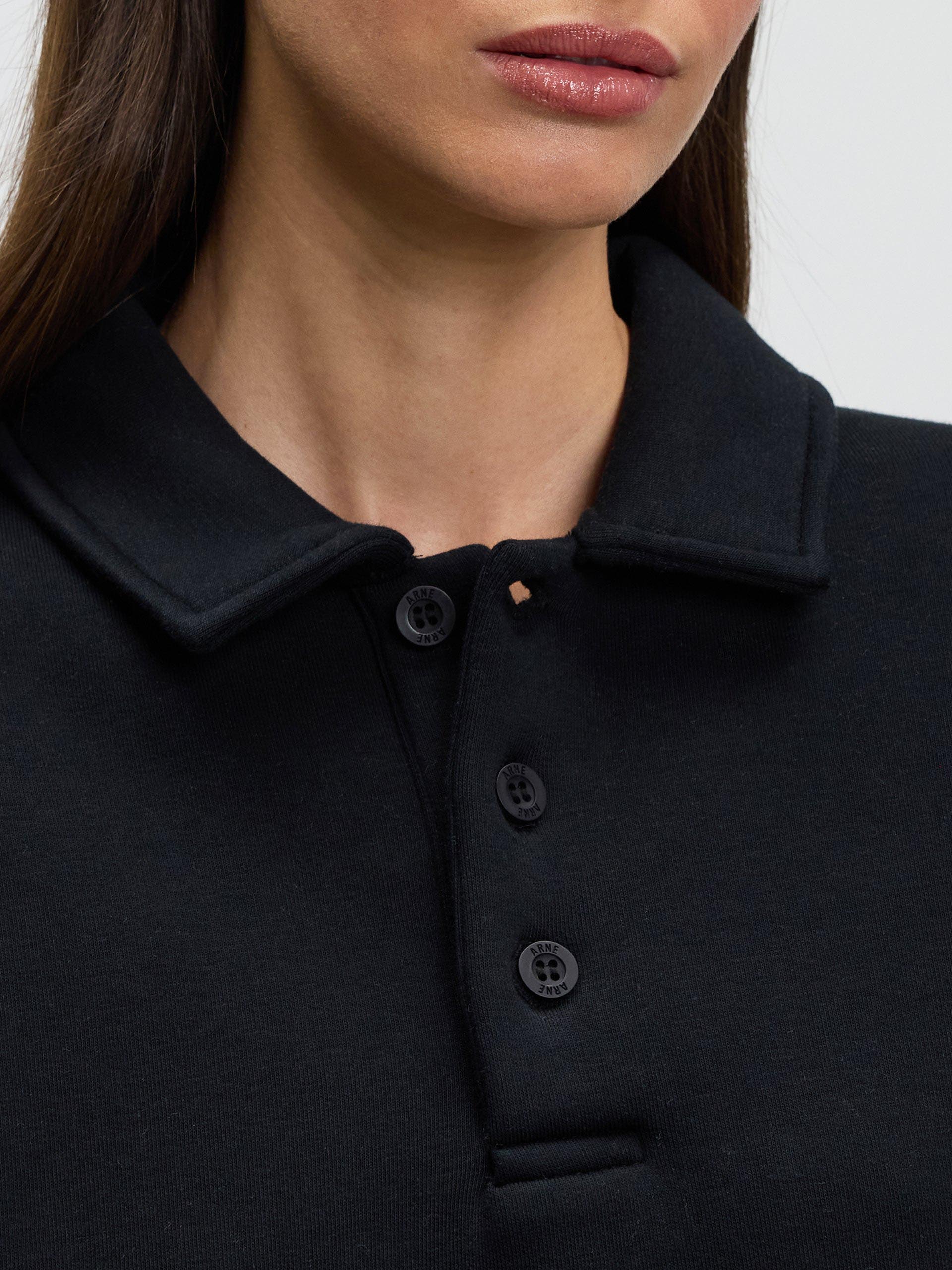 Womens Neoprene Long Sleeve Polo Shirt in Black