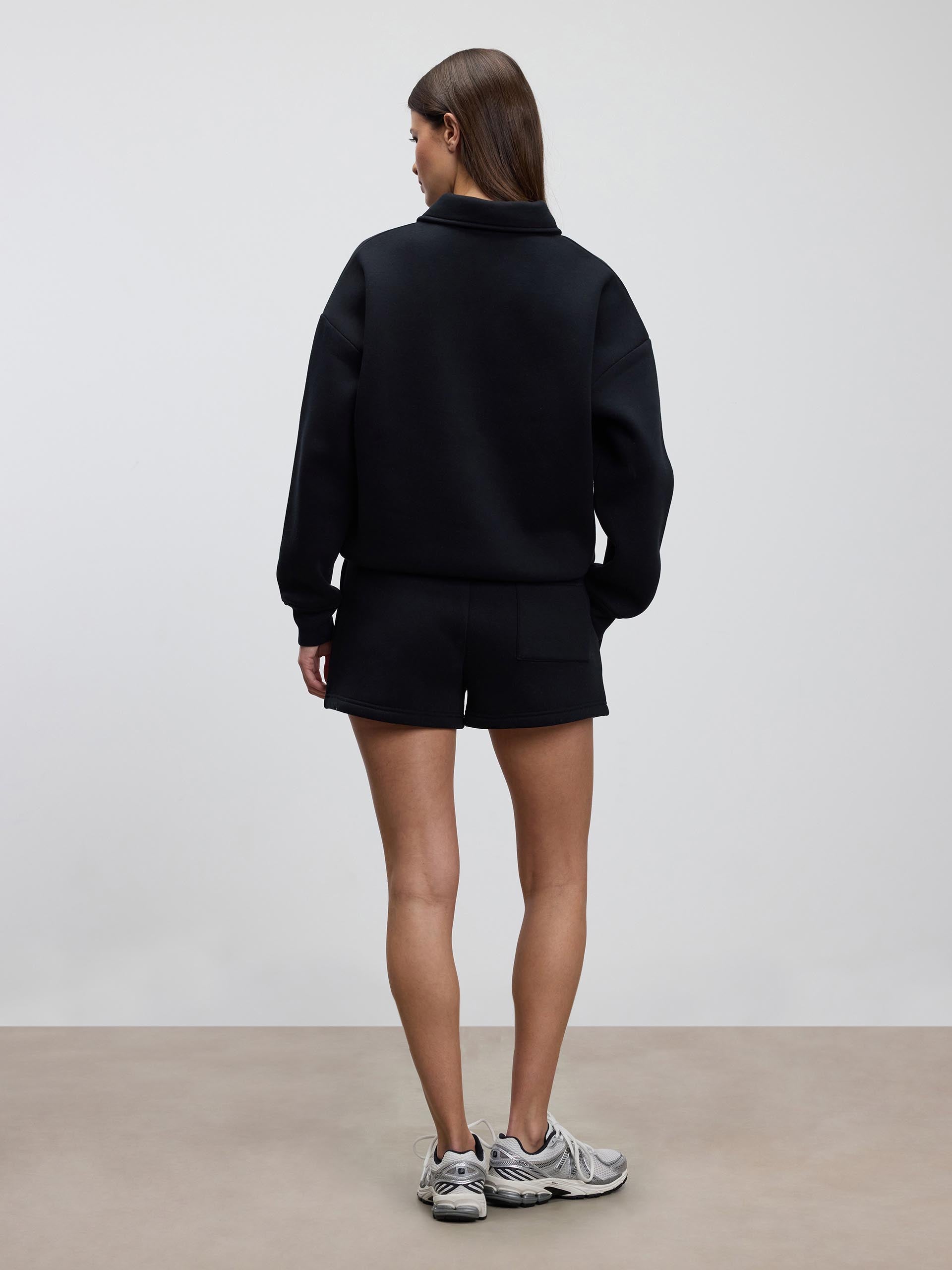 Womens Neoprene Long Sleeve Polo Shirt in Black