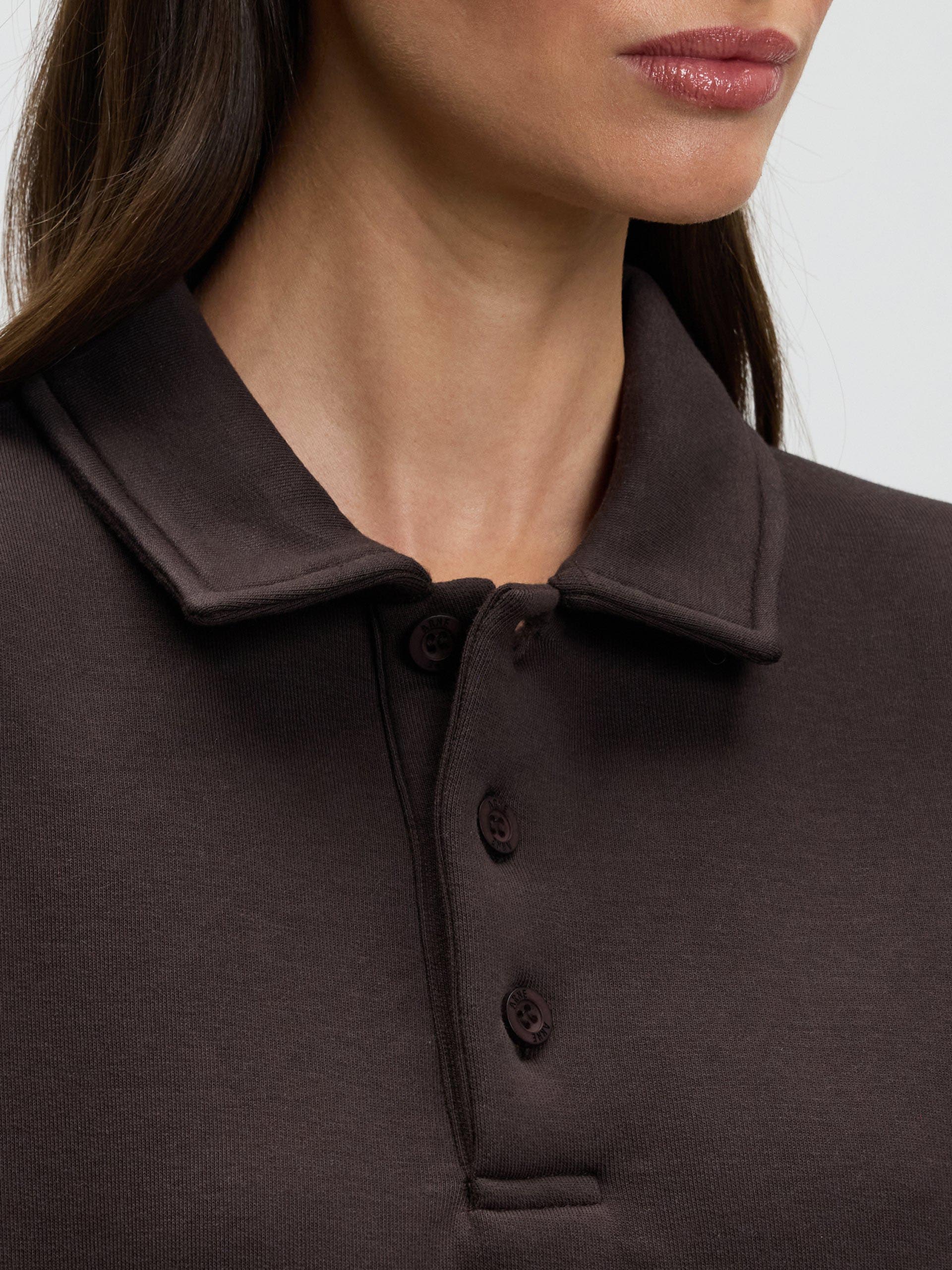 Womens Neoprene Long Sleeve Polo Shirt in Brown