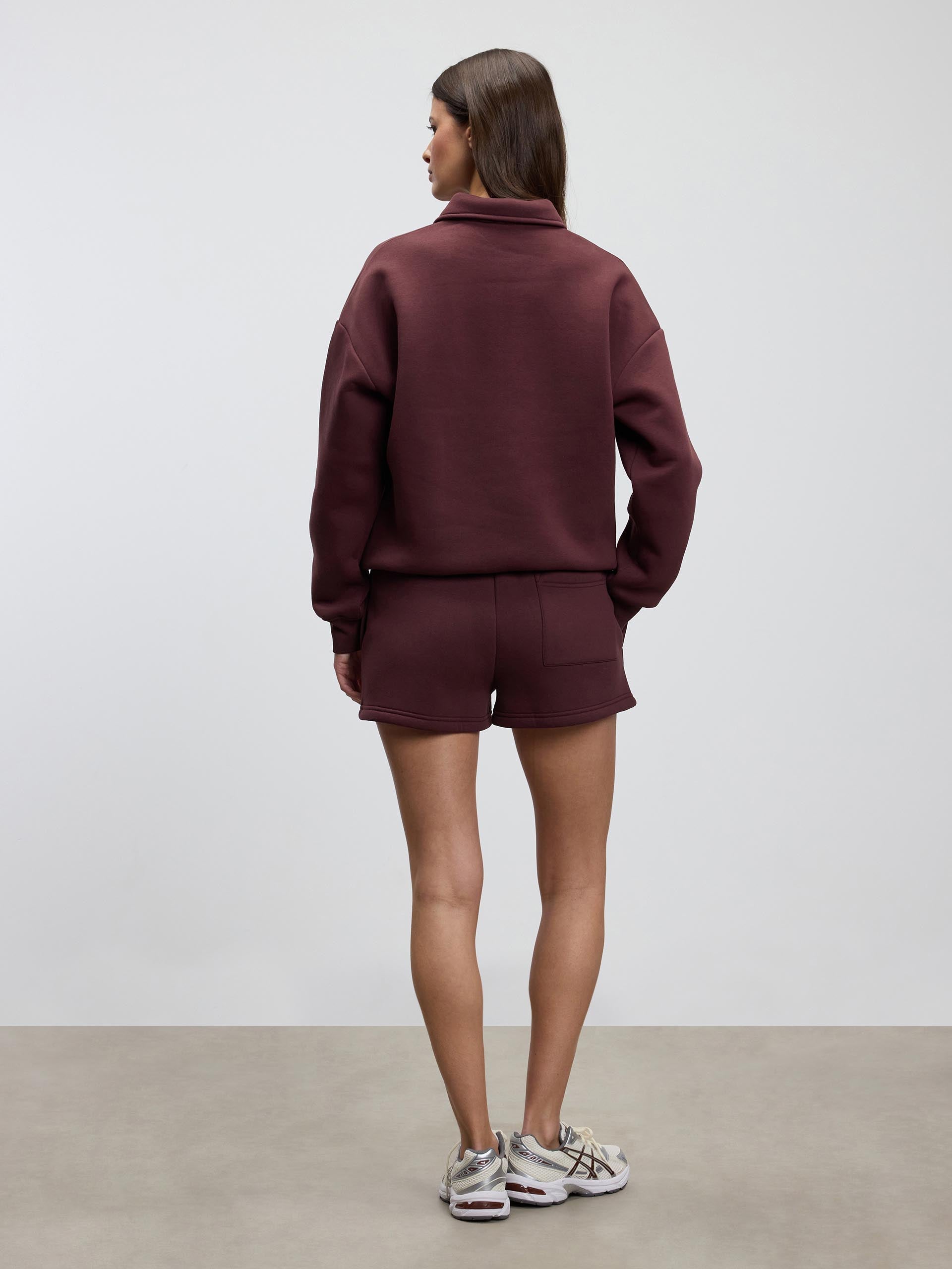Womens Neoprene Long Sleeve Polo Shirt in Burgundy