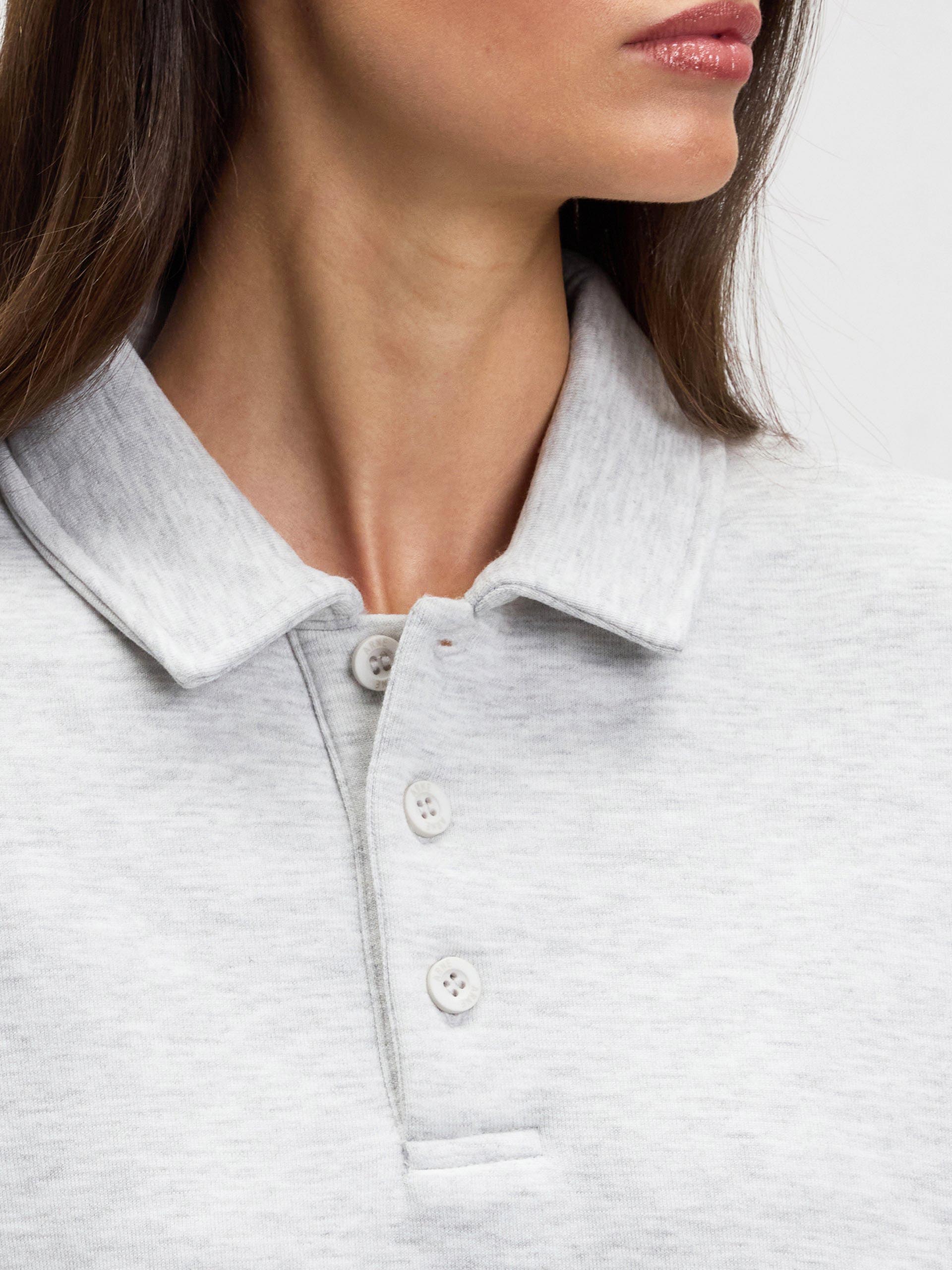 Womens Neoprene Long Sleeve Polo Shirt in Marl Grey