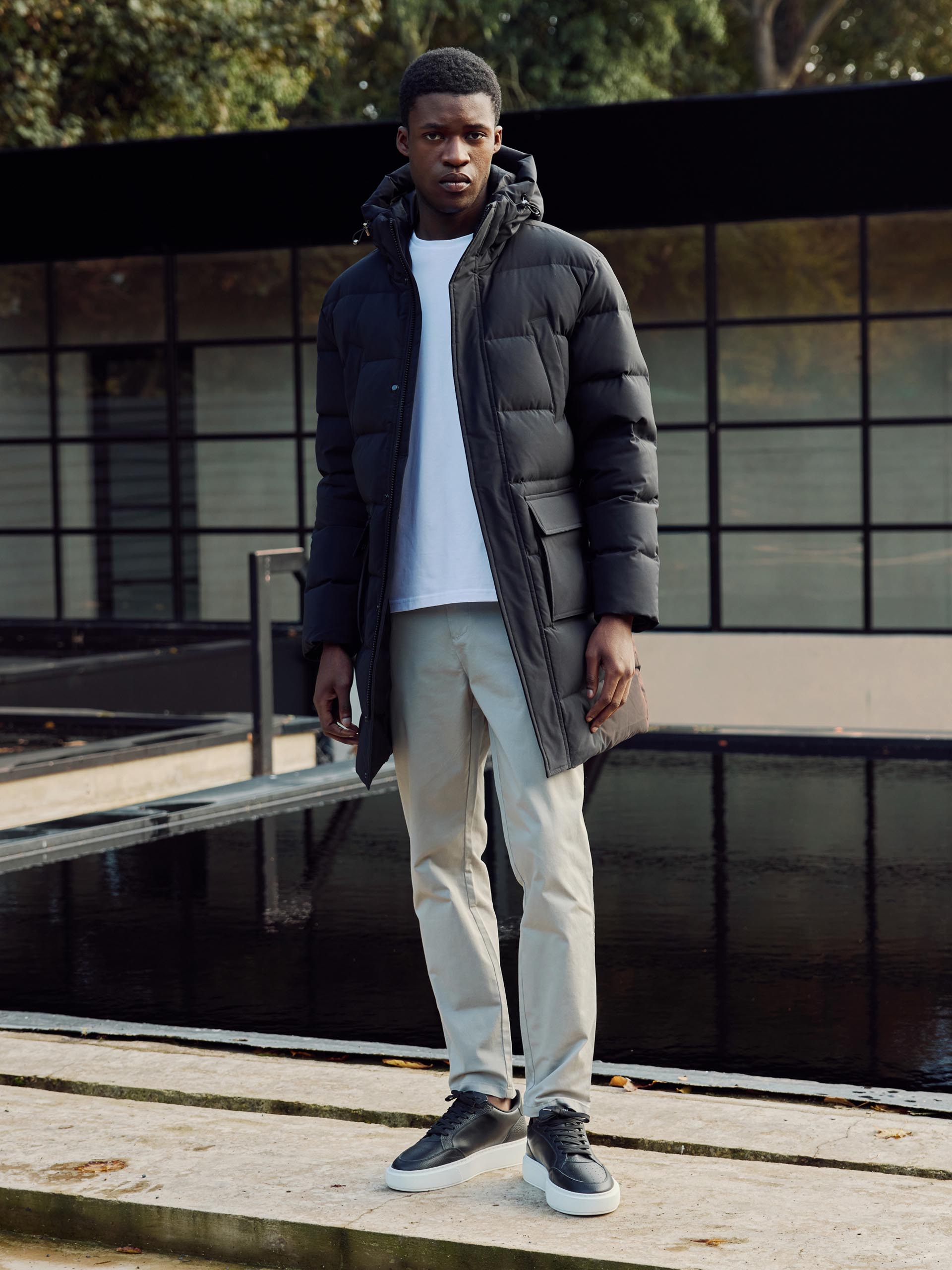 Mid Length Down Parka in Black