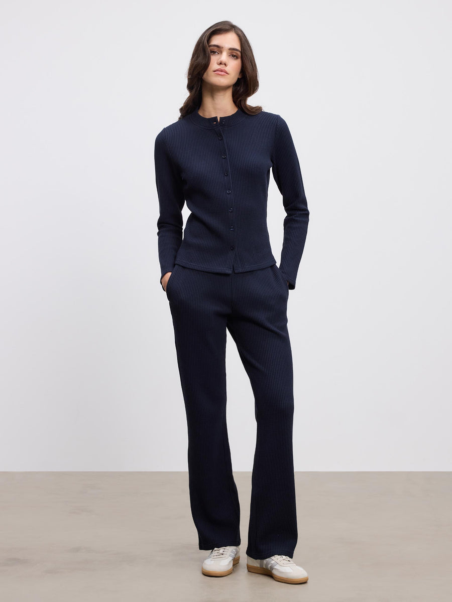 Micro-Waffle Straight Trousers