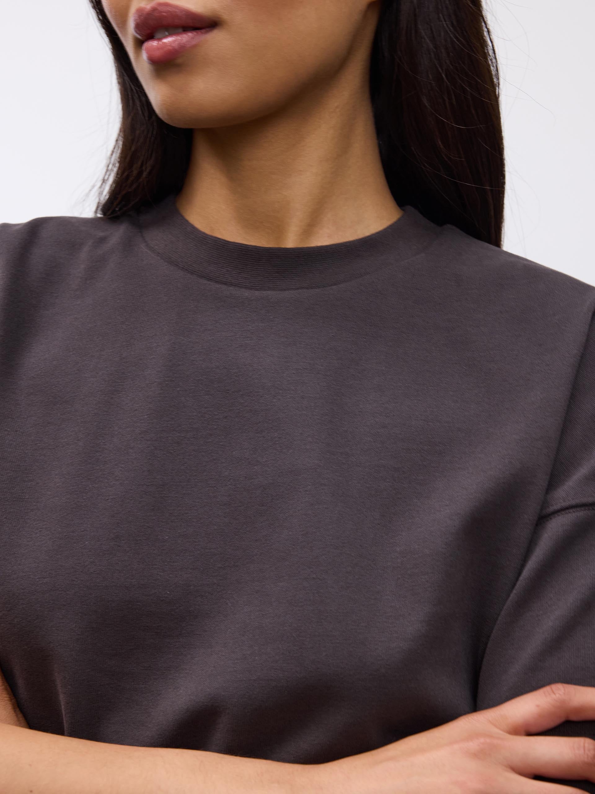 Womens Brushed Relaxed T-Shirt in Brown