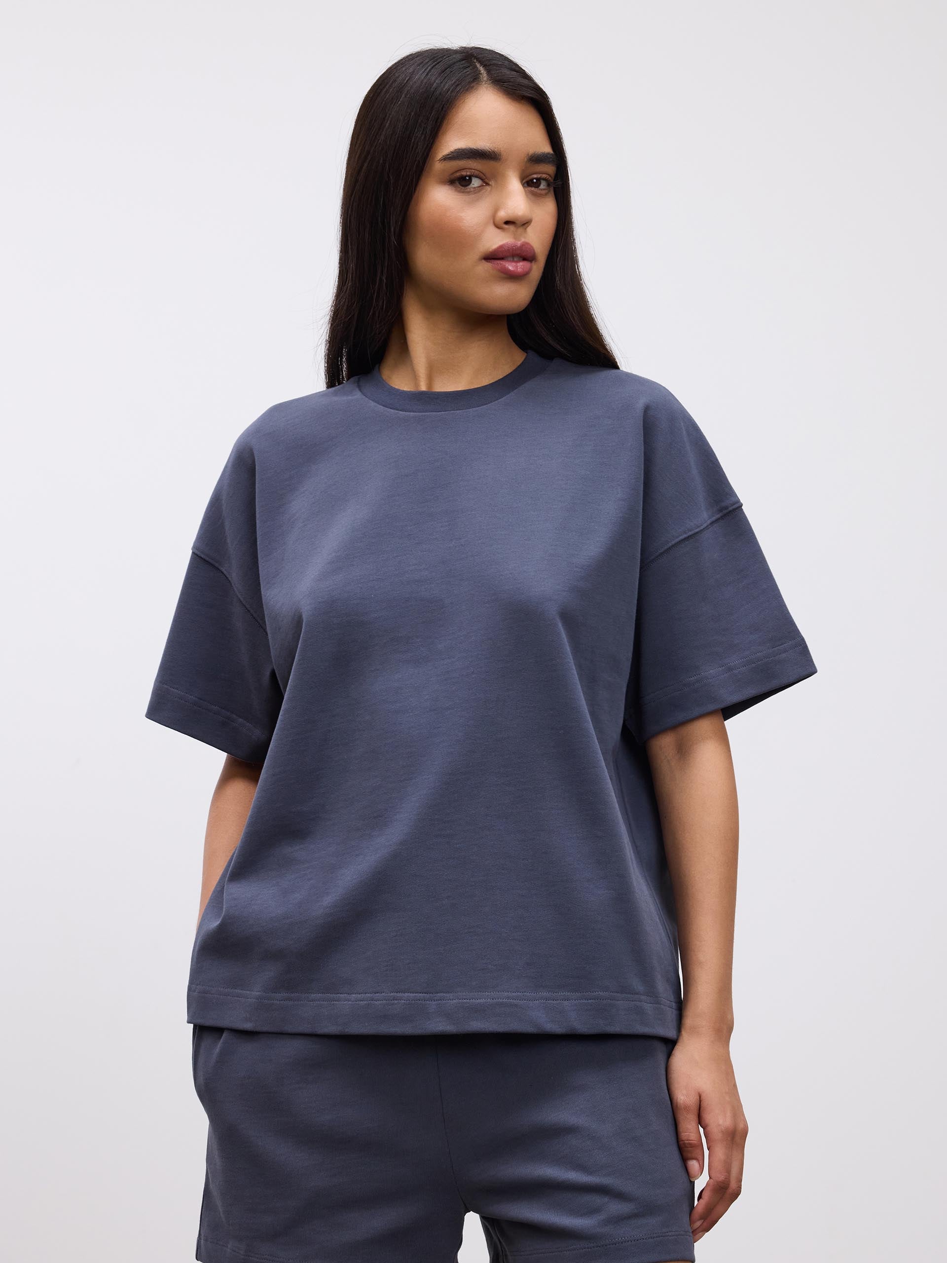Womens Brushed Relaxed T-Shirt in Slate Blue