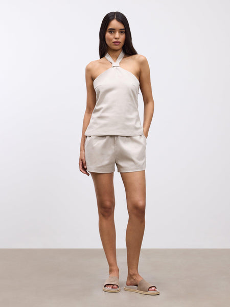 Womens Linen Short in Stone