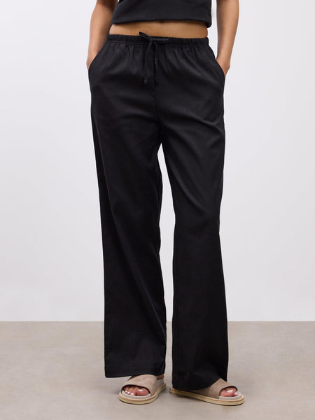 Womens Linen Trouser in Black