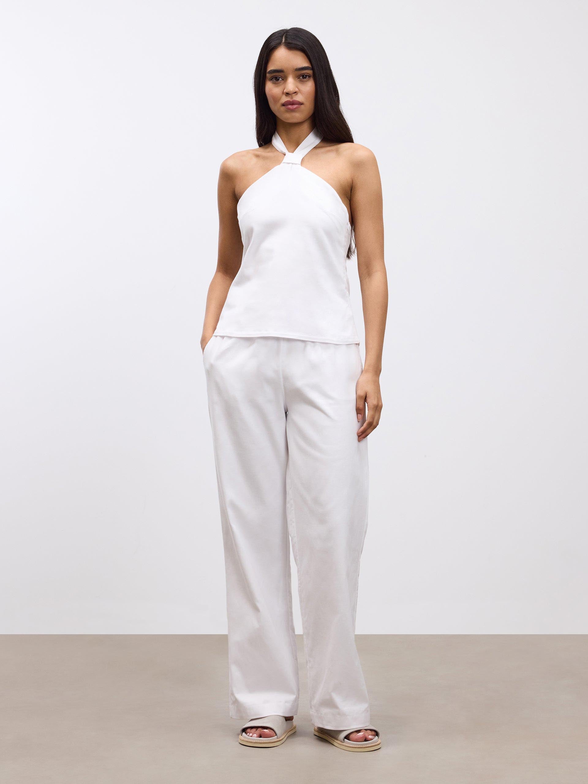 Womens Linen Trouser in White