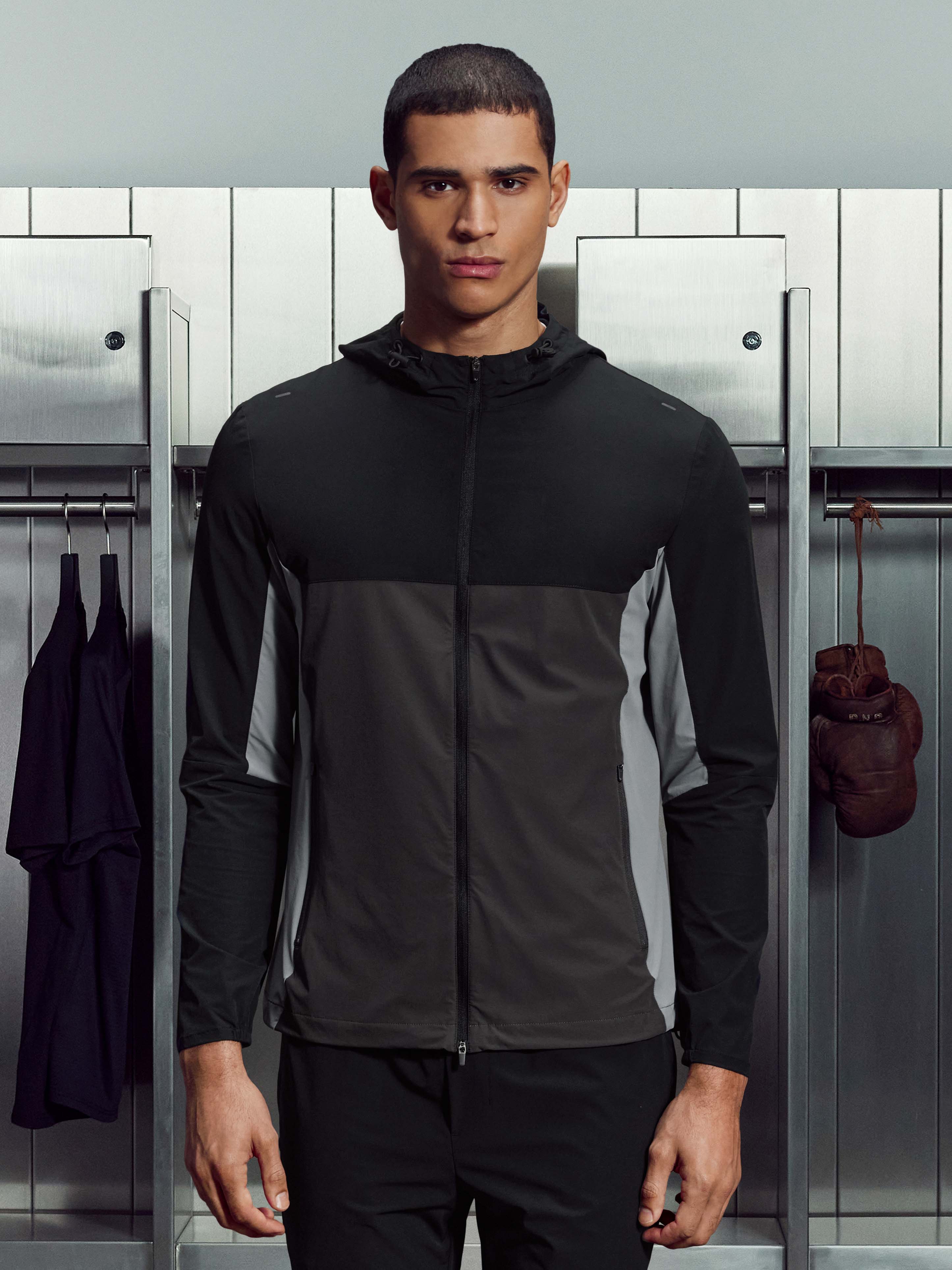 Active Colour Block Windbreaker in Black