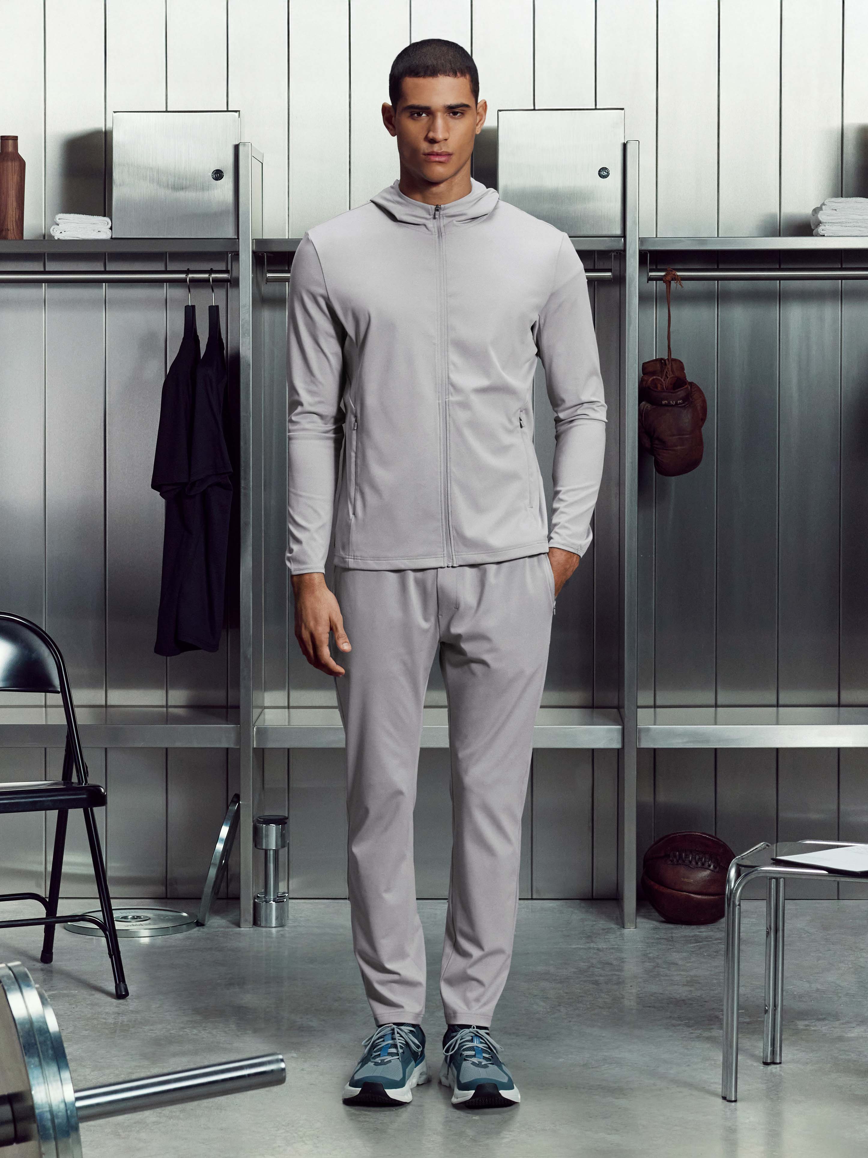 Active Jersey Zip Hoodie in Marl Grey