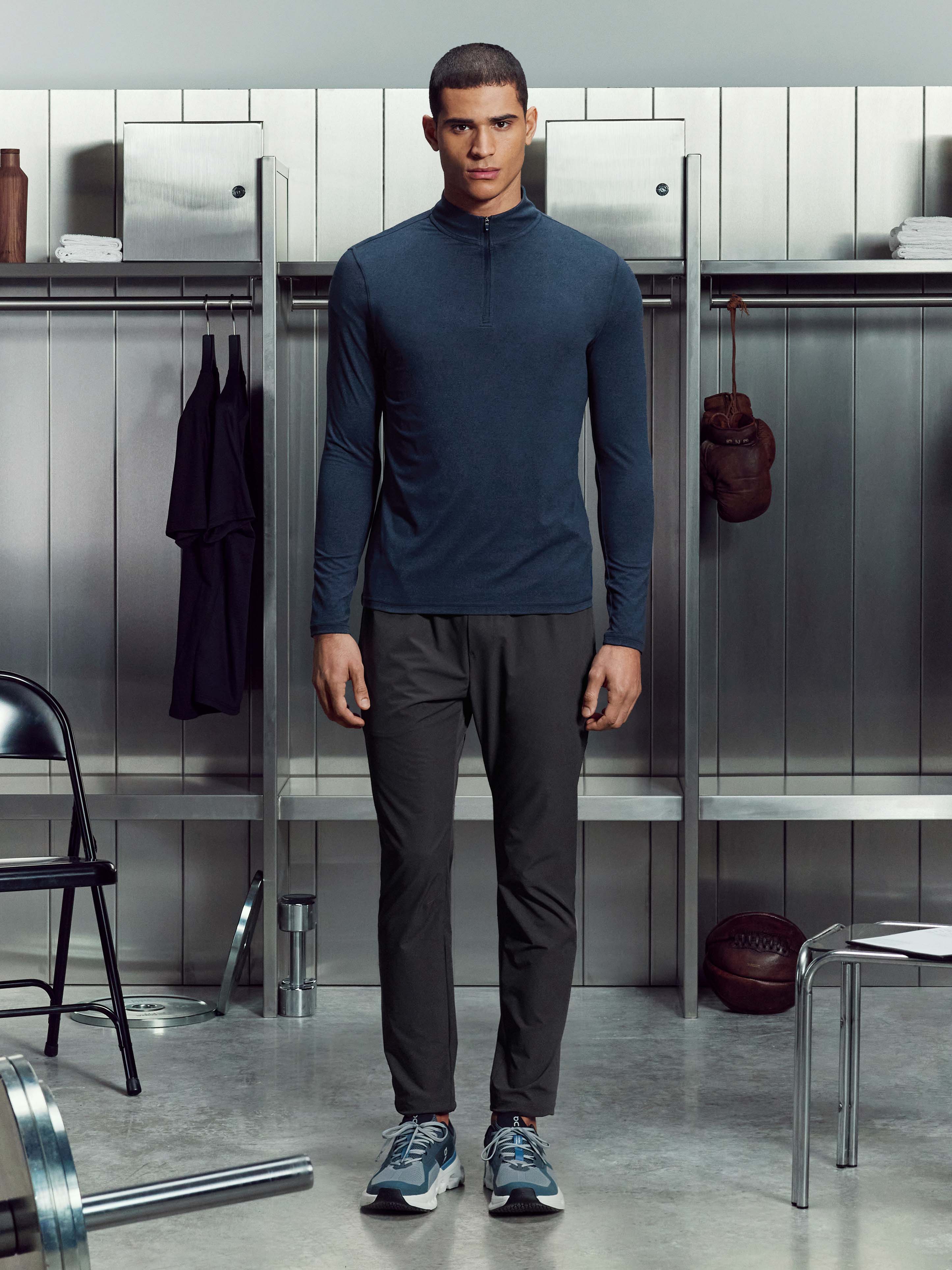 Soft Jersey Motion Half Zip in Navy