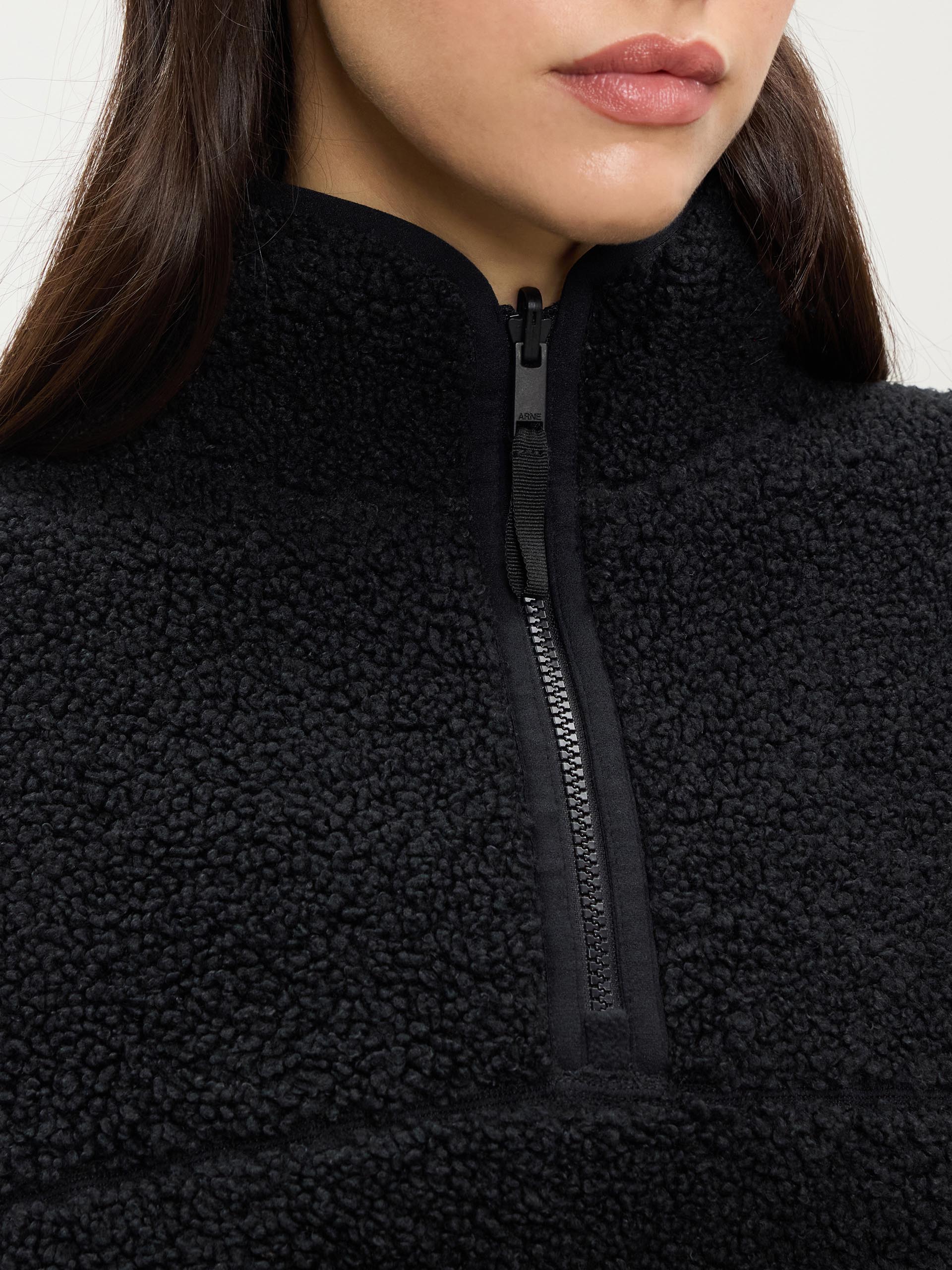 Womens Reversible Sherpa Fleece Half Zip in Black