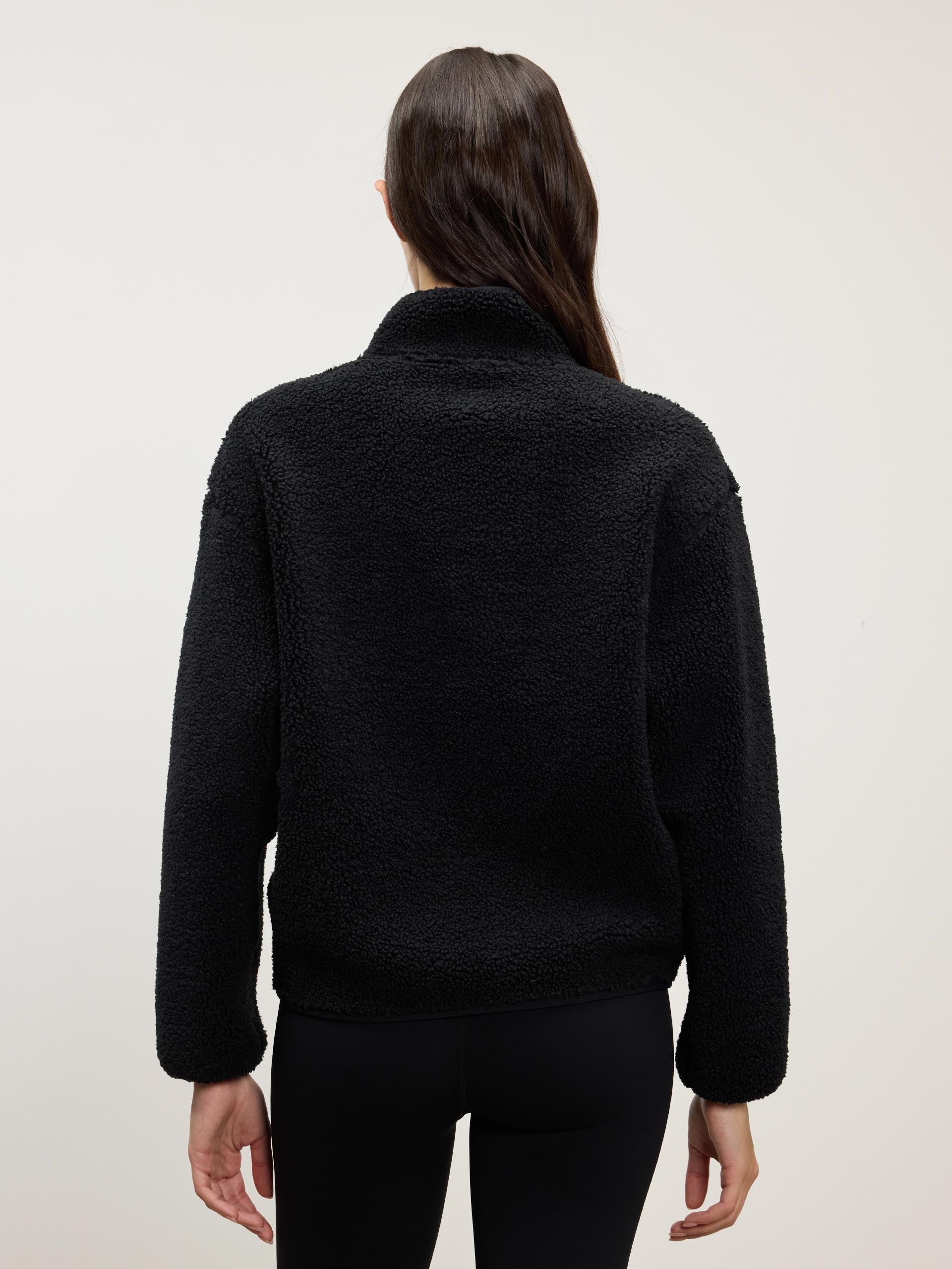 Womens Reversible Sherpa Fleece Half Zip in Black