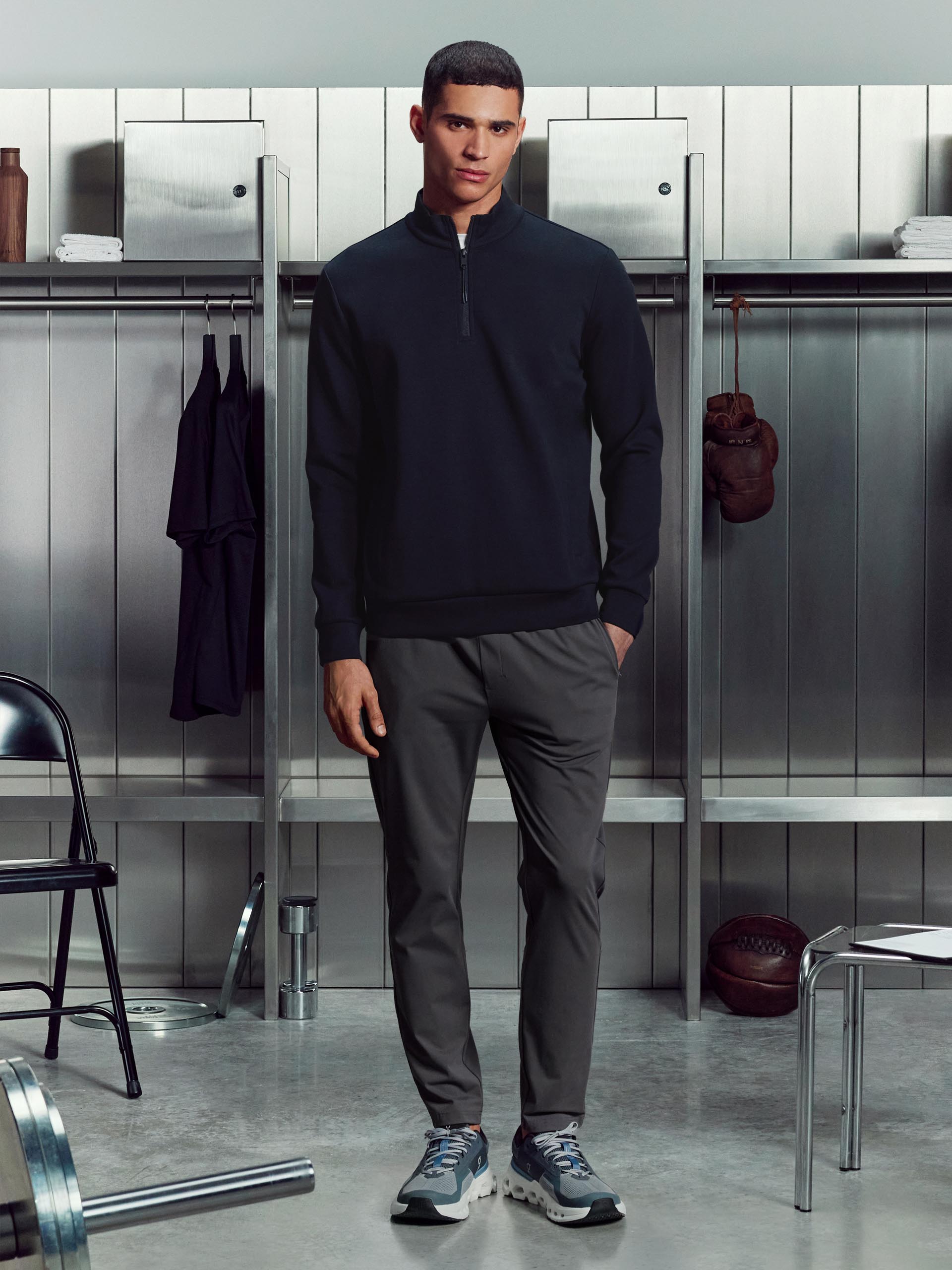 Interlock Jersey Technical Half Zip in Navy