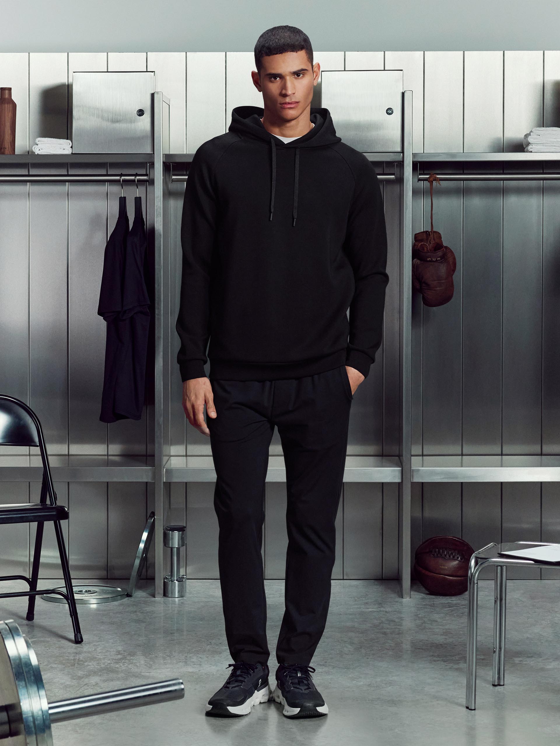 Soft Interlock Active Hoodie in Black
