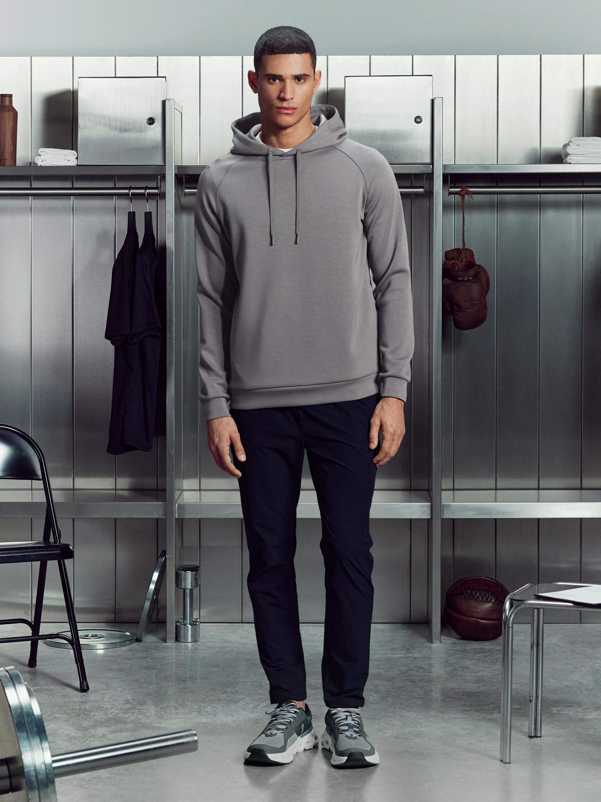 Soft Interlock Active Hoodie in Grey