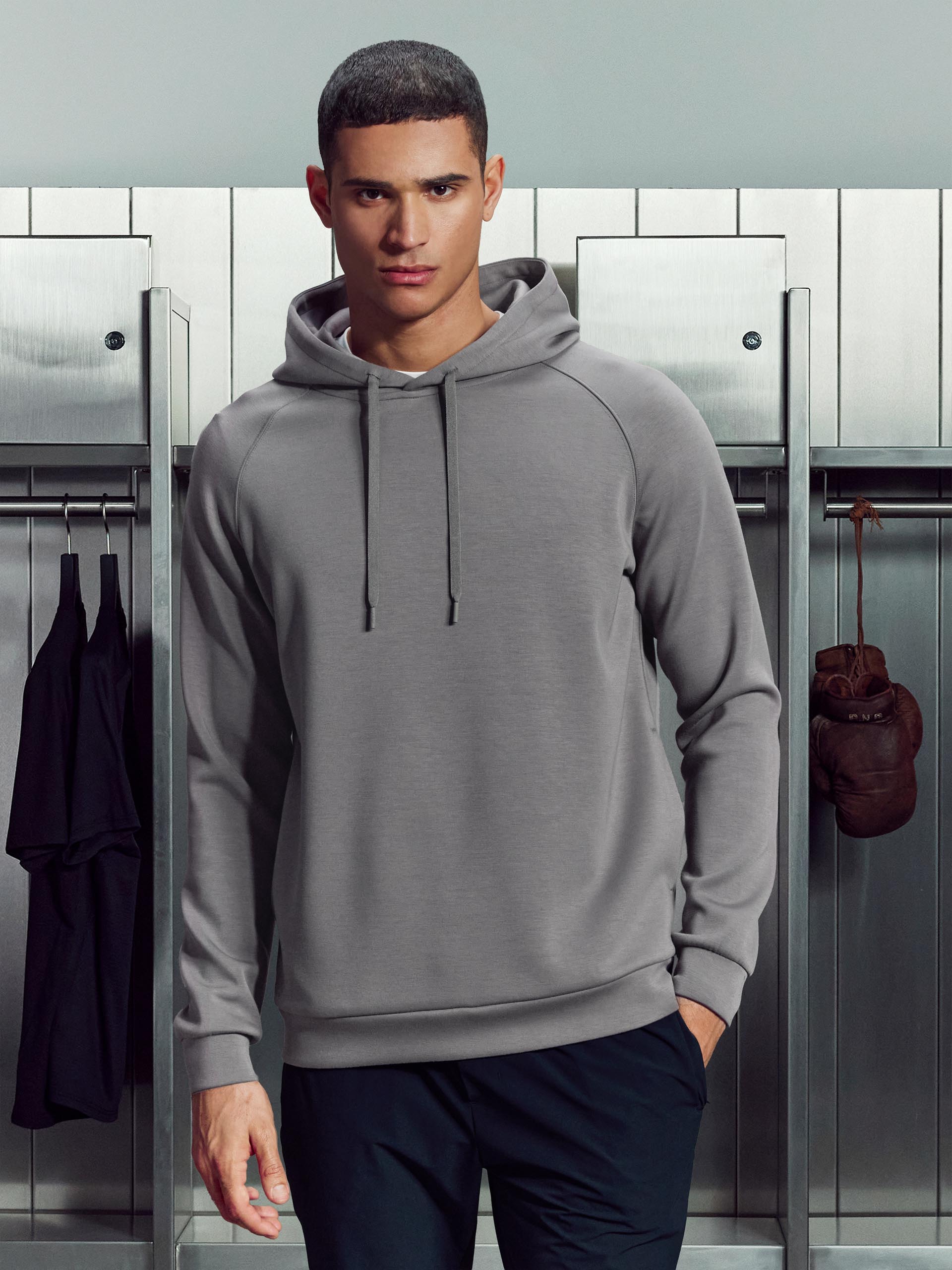 Soft Interlock Active Hoodie in Grey