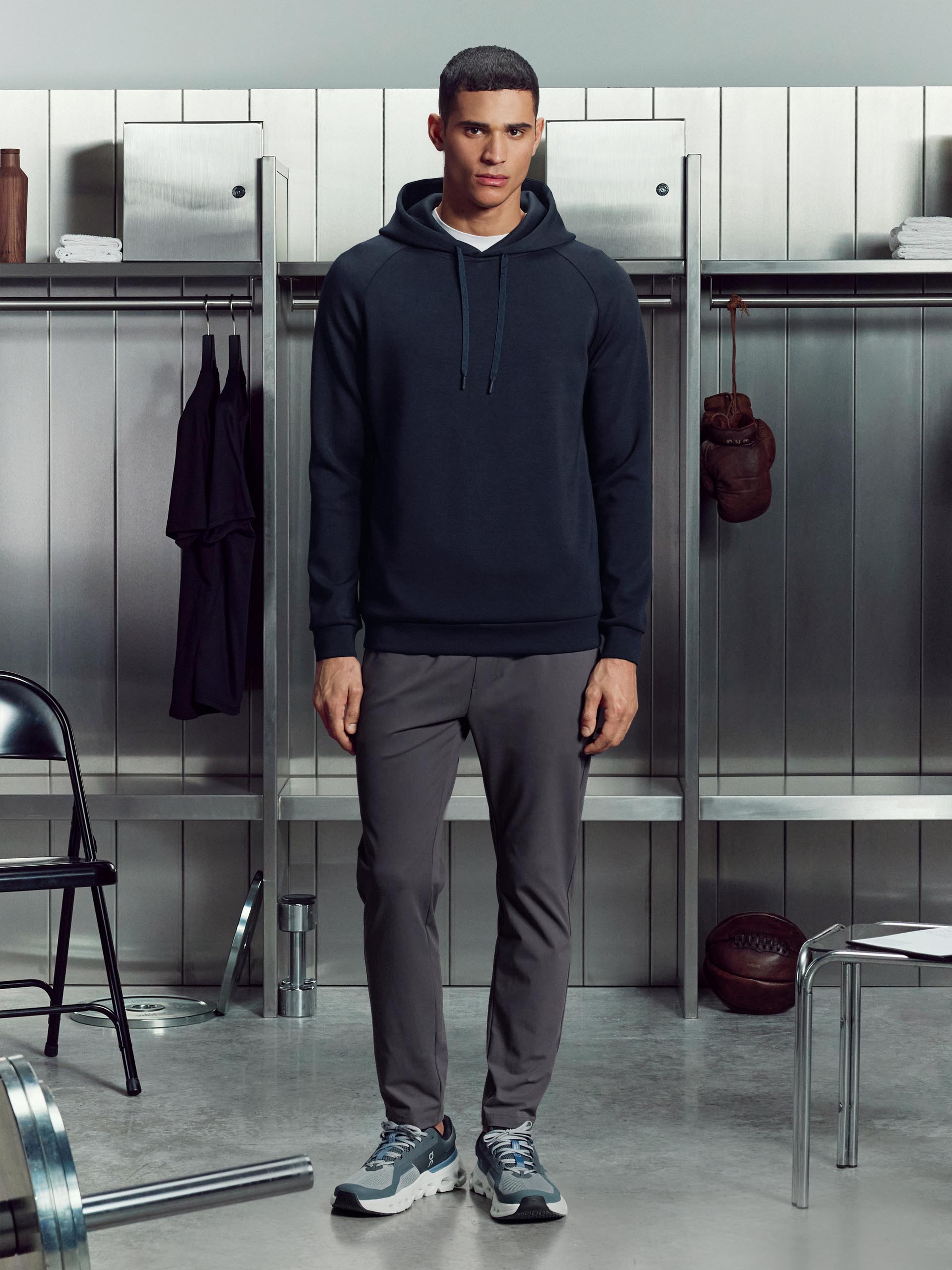 Soft Interlock Active Hoodie in Navy