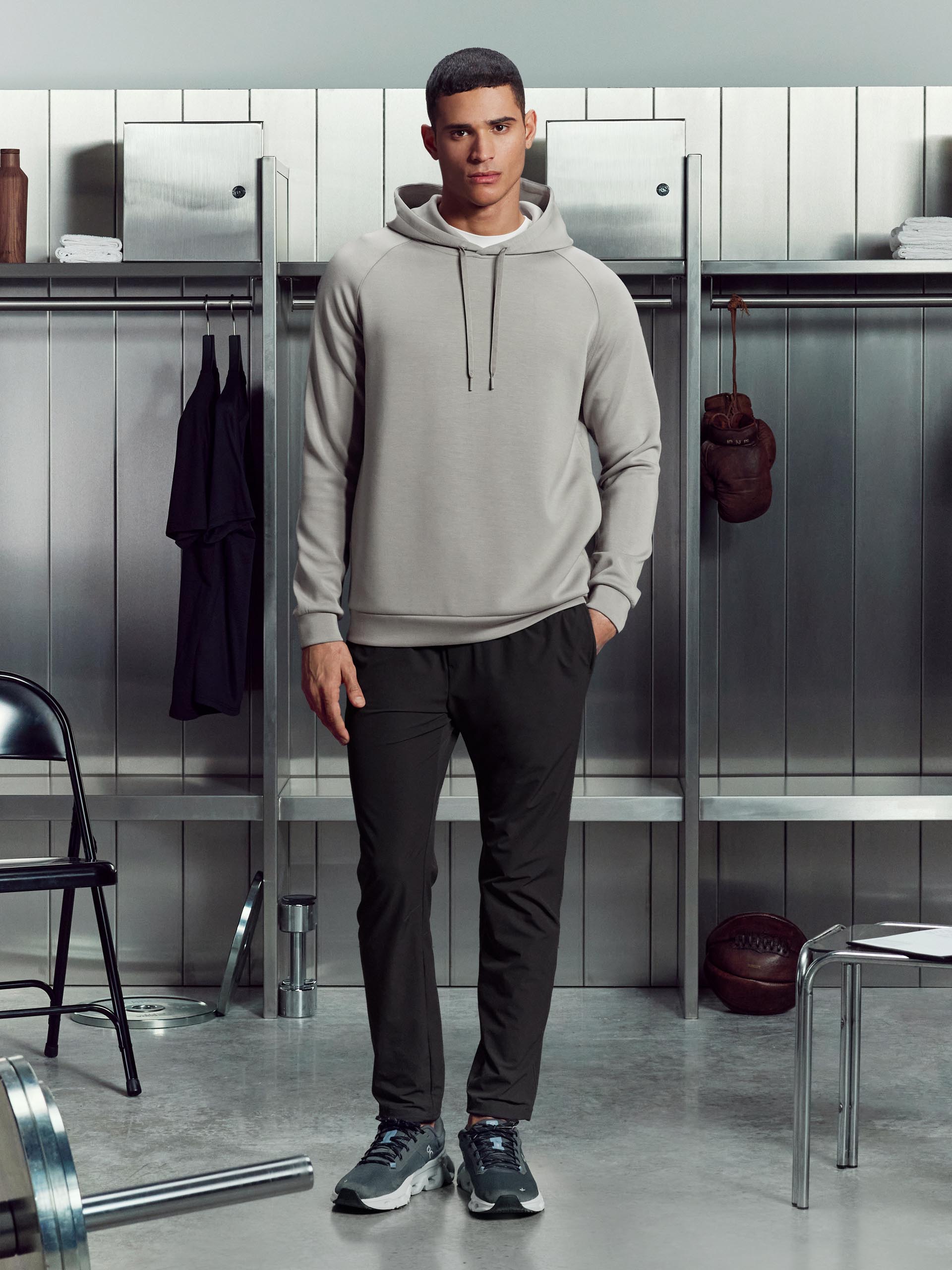 Soft Interlock Active Hoodie in Stone