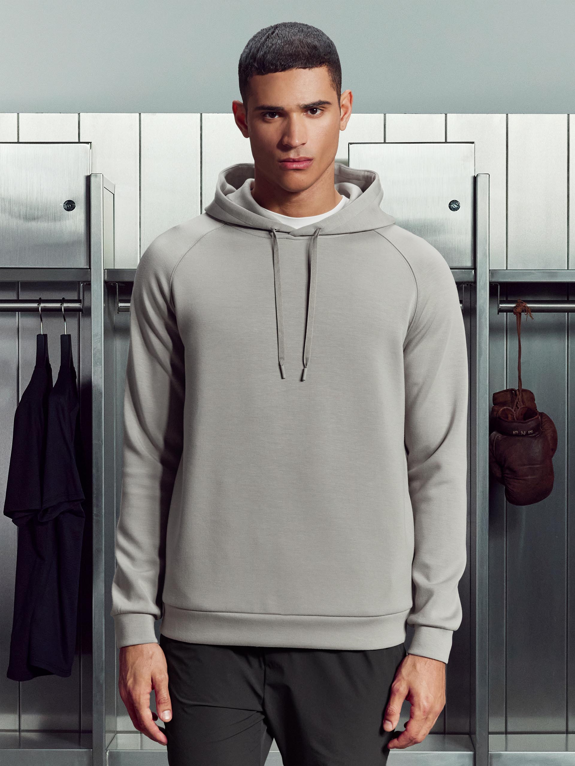 Soft Interlock Active Hoodie in Stone