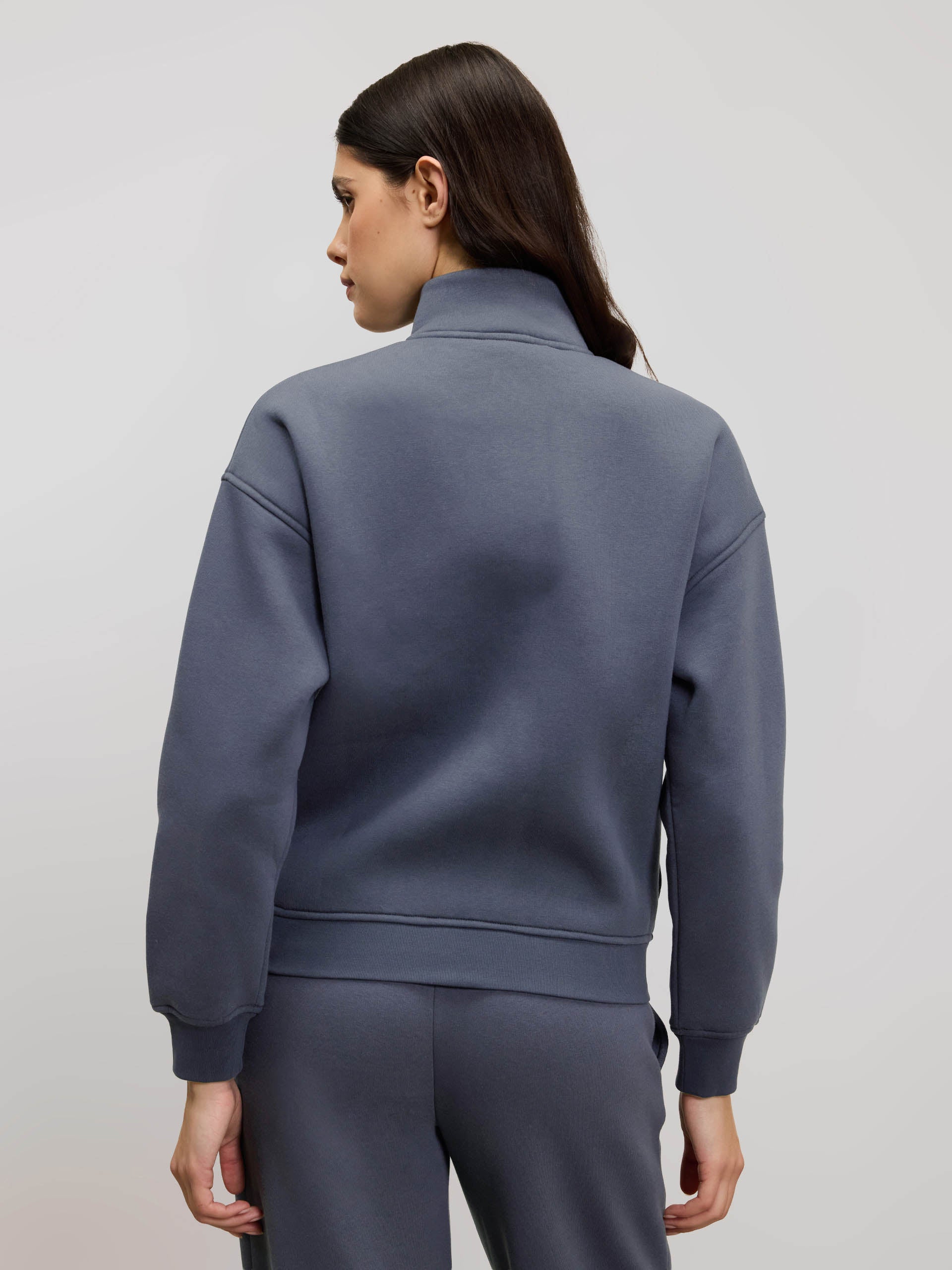 Womens Neoprene Funnel Neck Jacket in Slate Blue