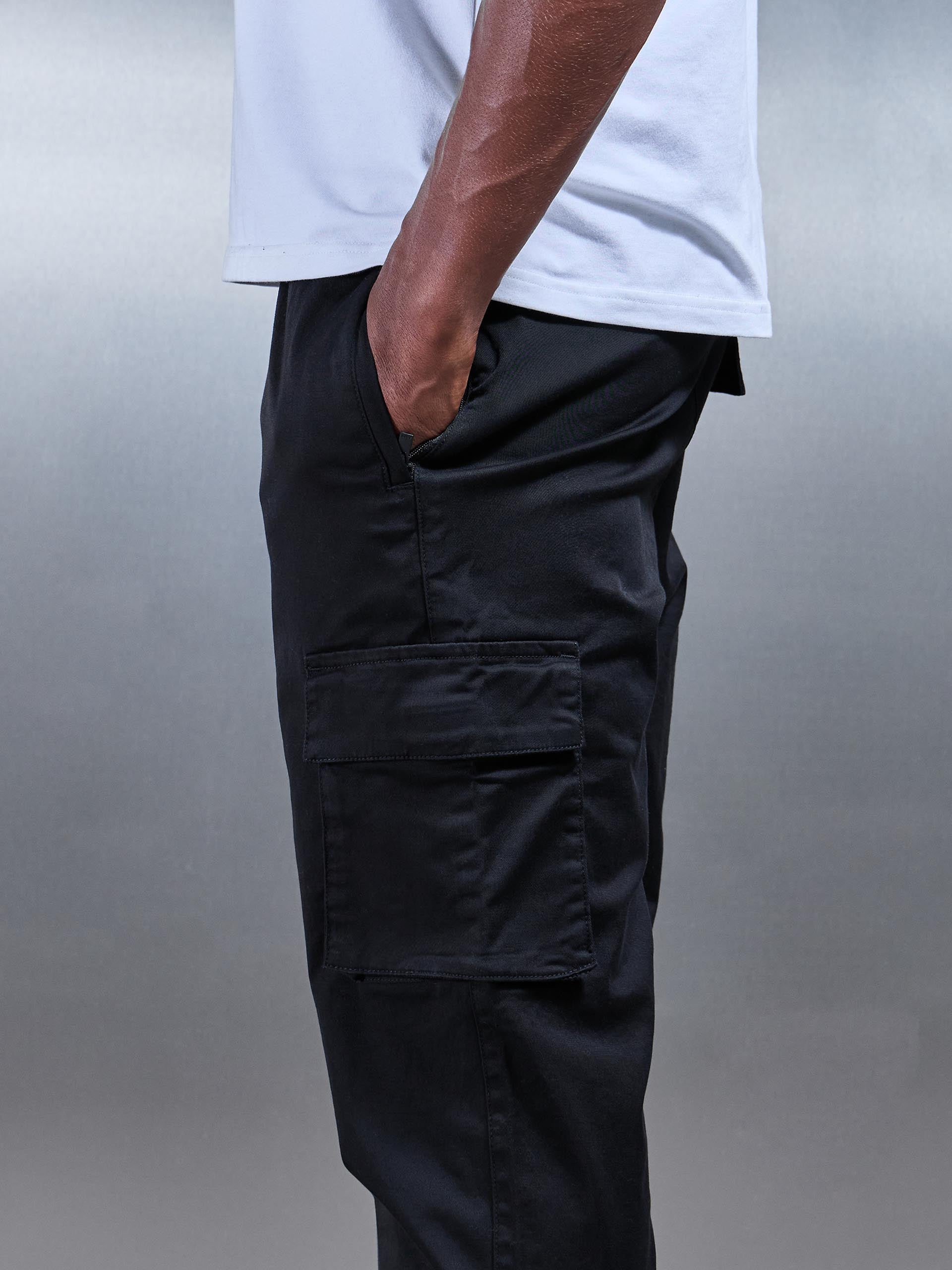 3D Cotton Cargo Pant in Black
