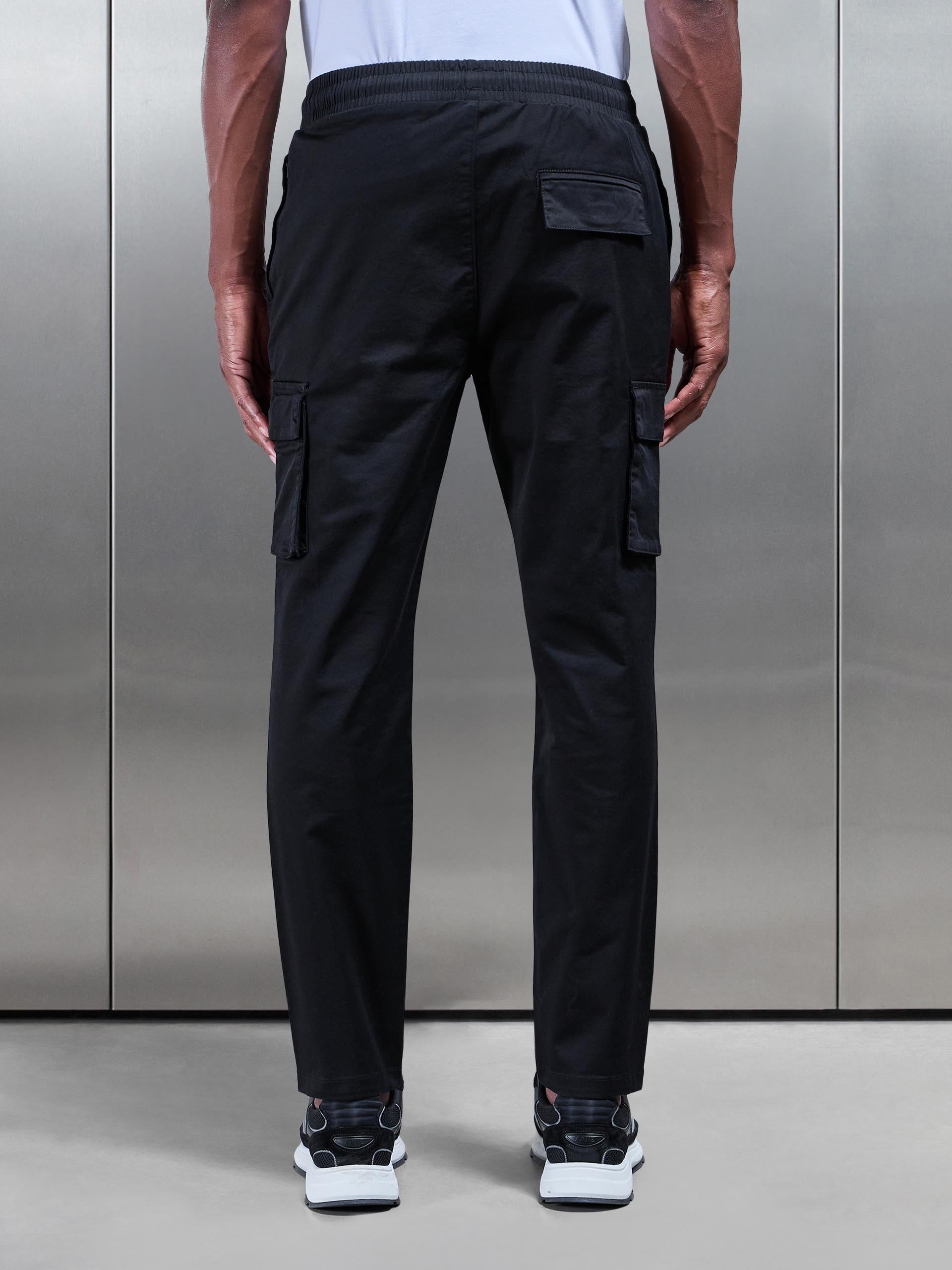 3D Cotton Cargo Pant in Black