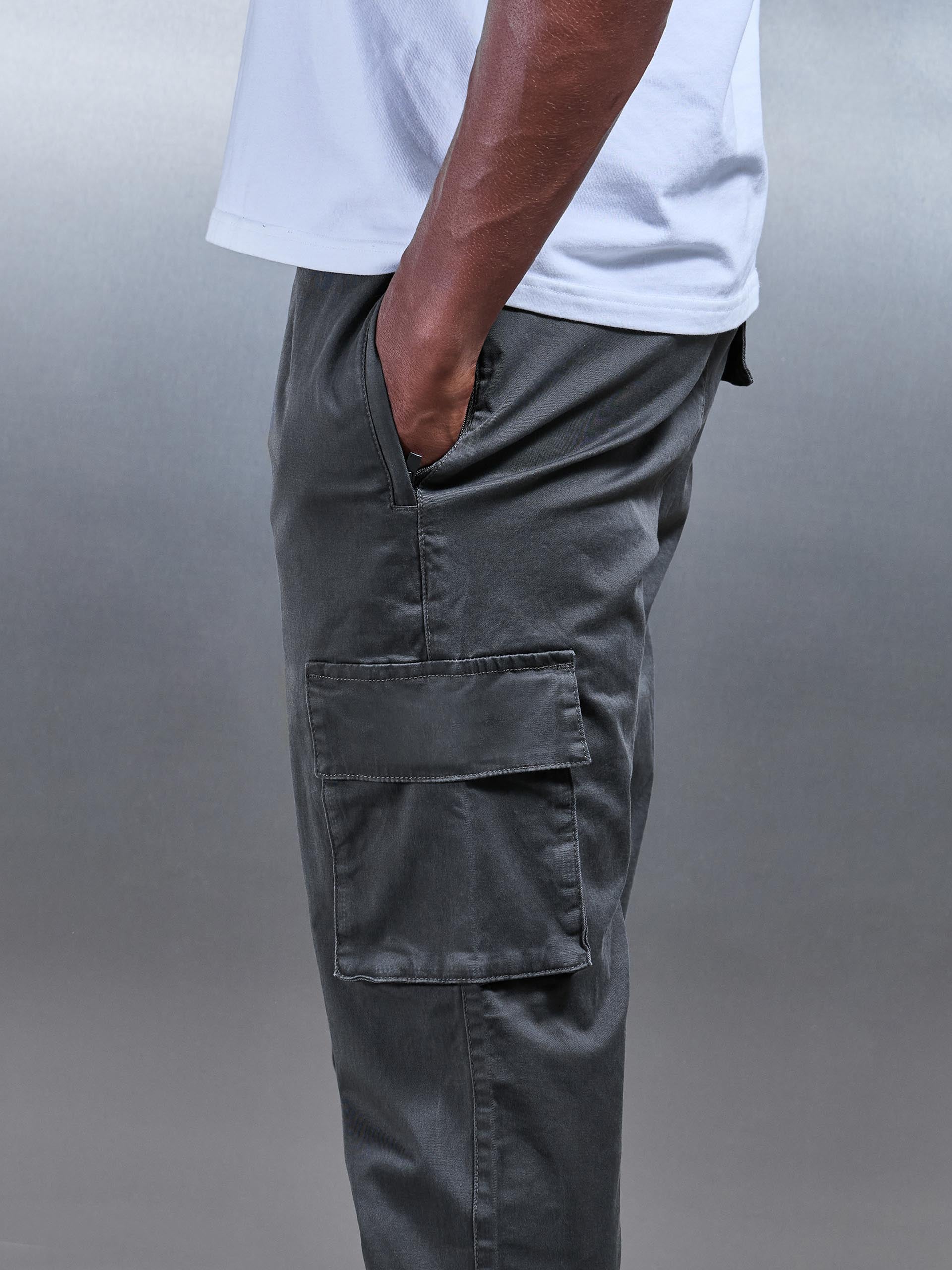 3D Cotton Cargo Pant in Grey