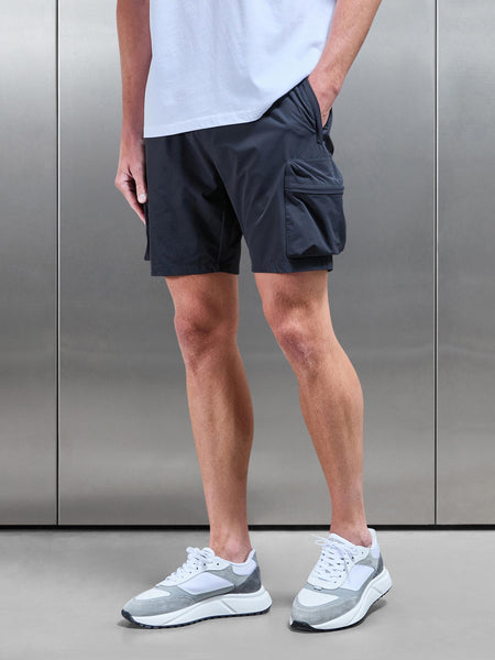 3D Pocket Cargo Short in Grey