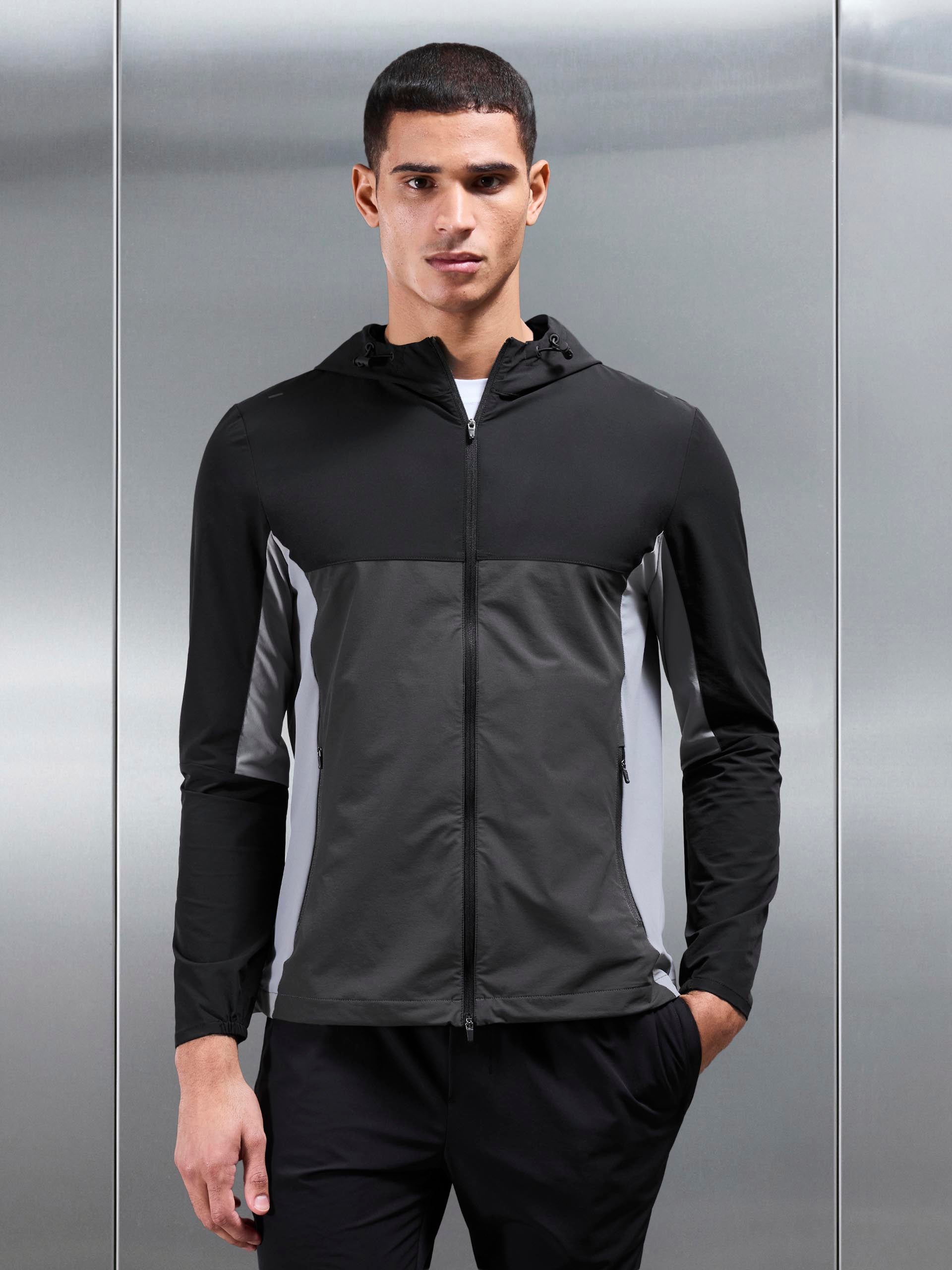 Active Colour Block Windbreaker in Black
