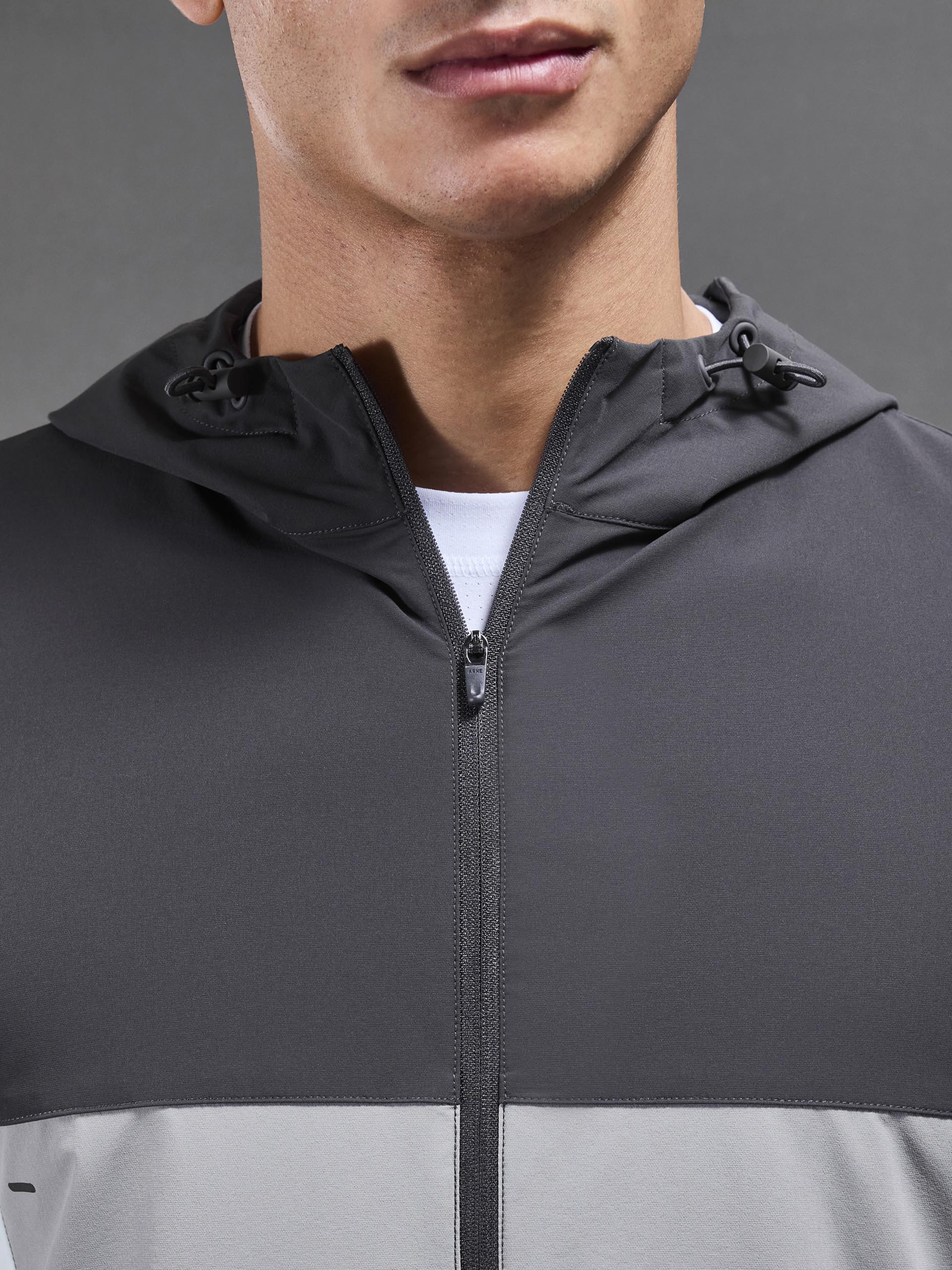 Active Colour Block Windbreaker in Mid Grey