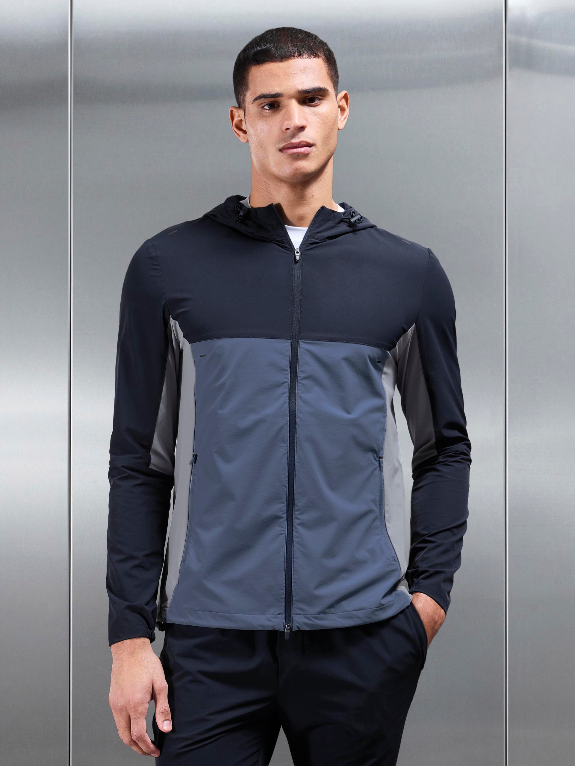 Active Colour Block Windbreaker in Navy