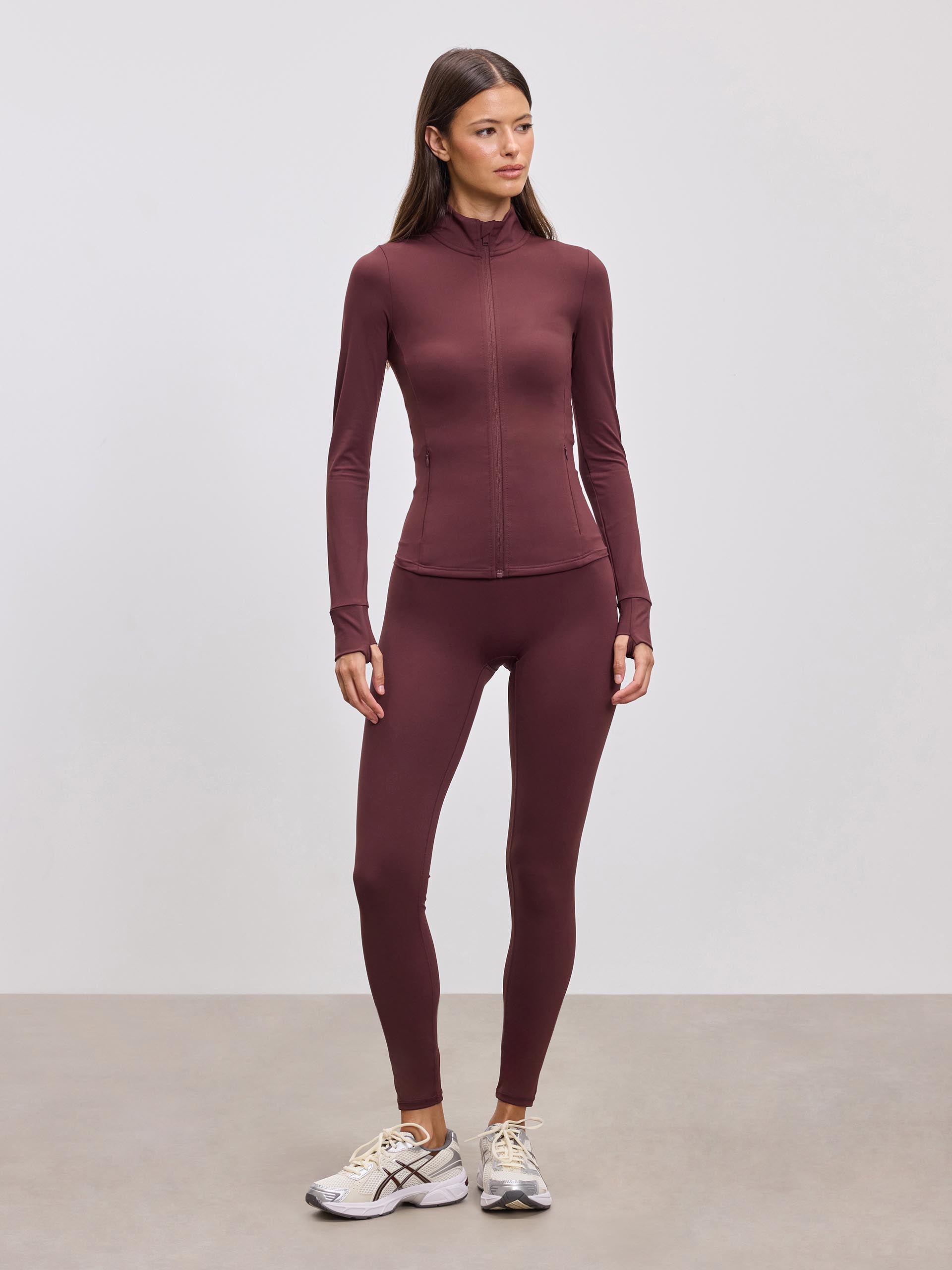 Womens Active Zip Through Jacket in Burgundy