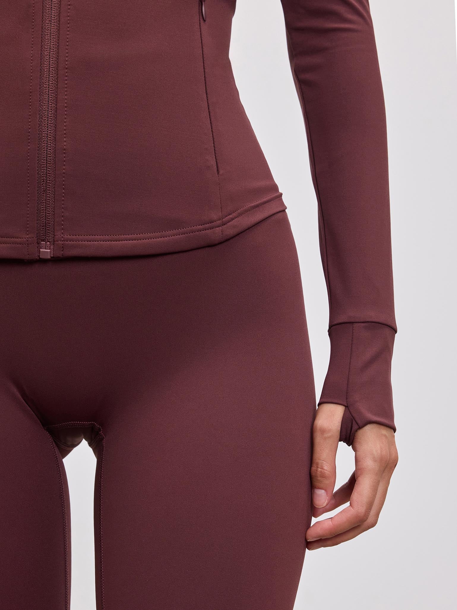 Womens Active Zip Through Jacket in Burgundy