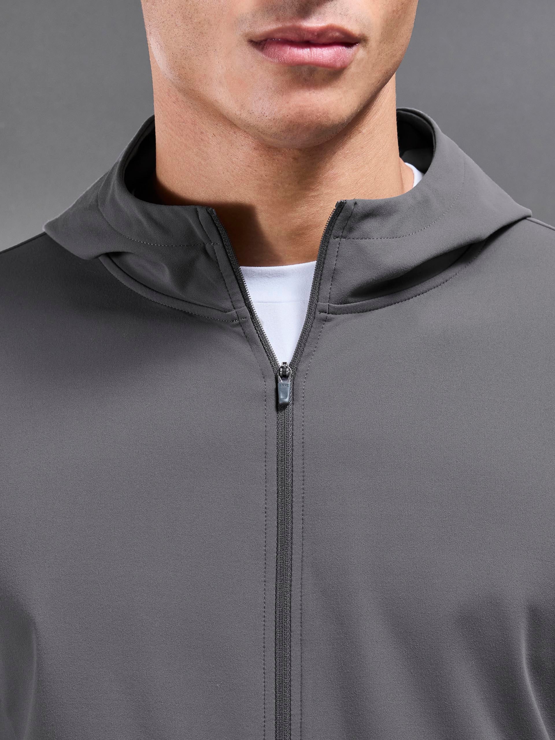Active Jersey Zip Hoodie in Grey