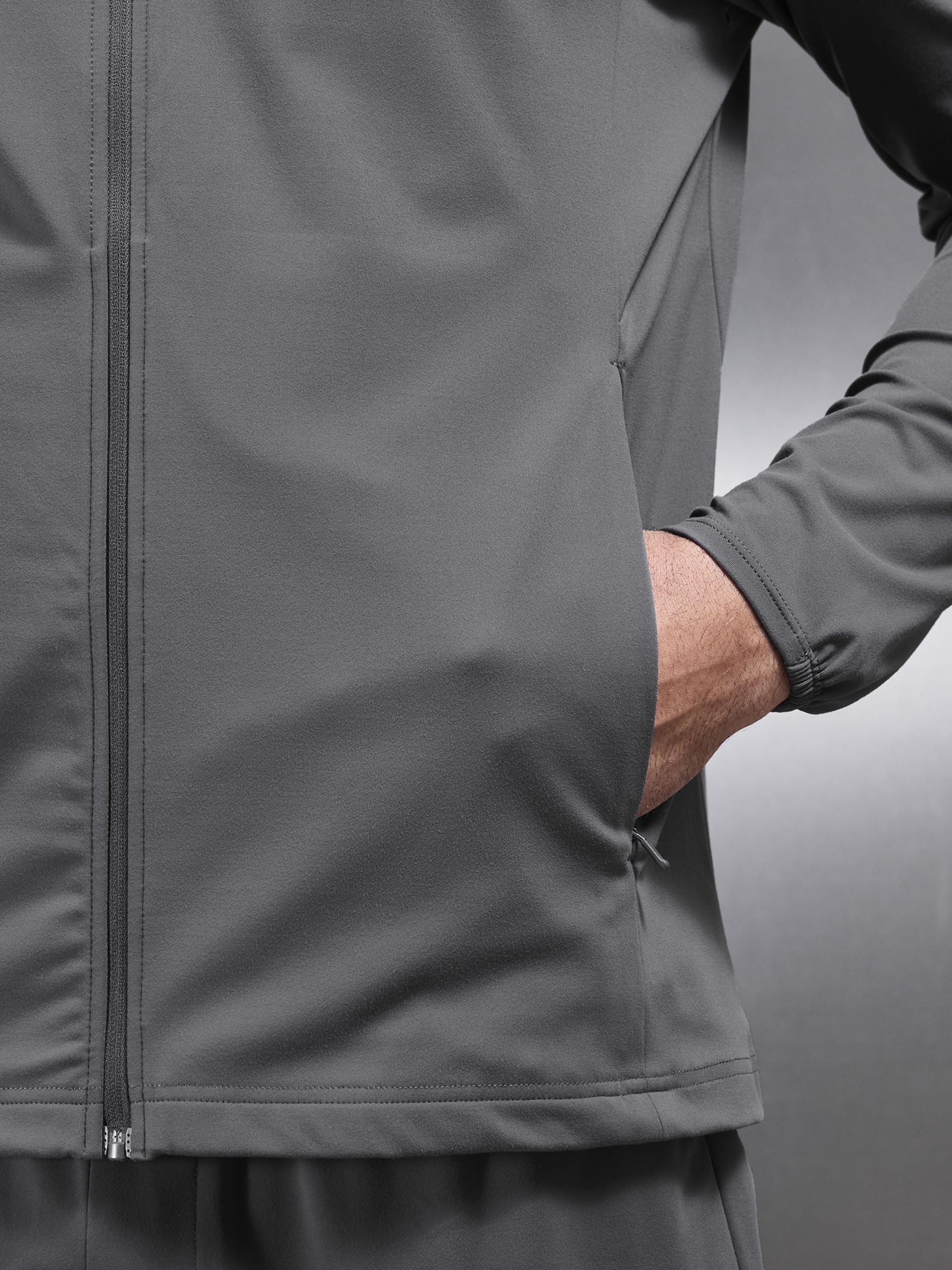 Active Jersey Zip Hoodie in Grey