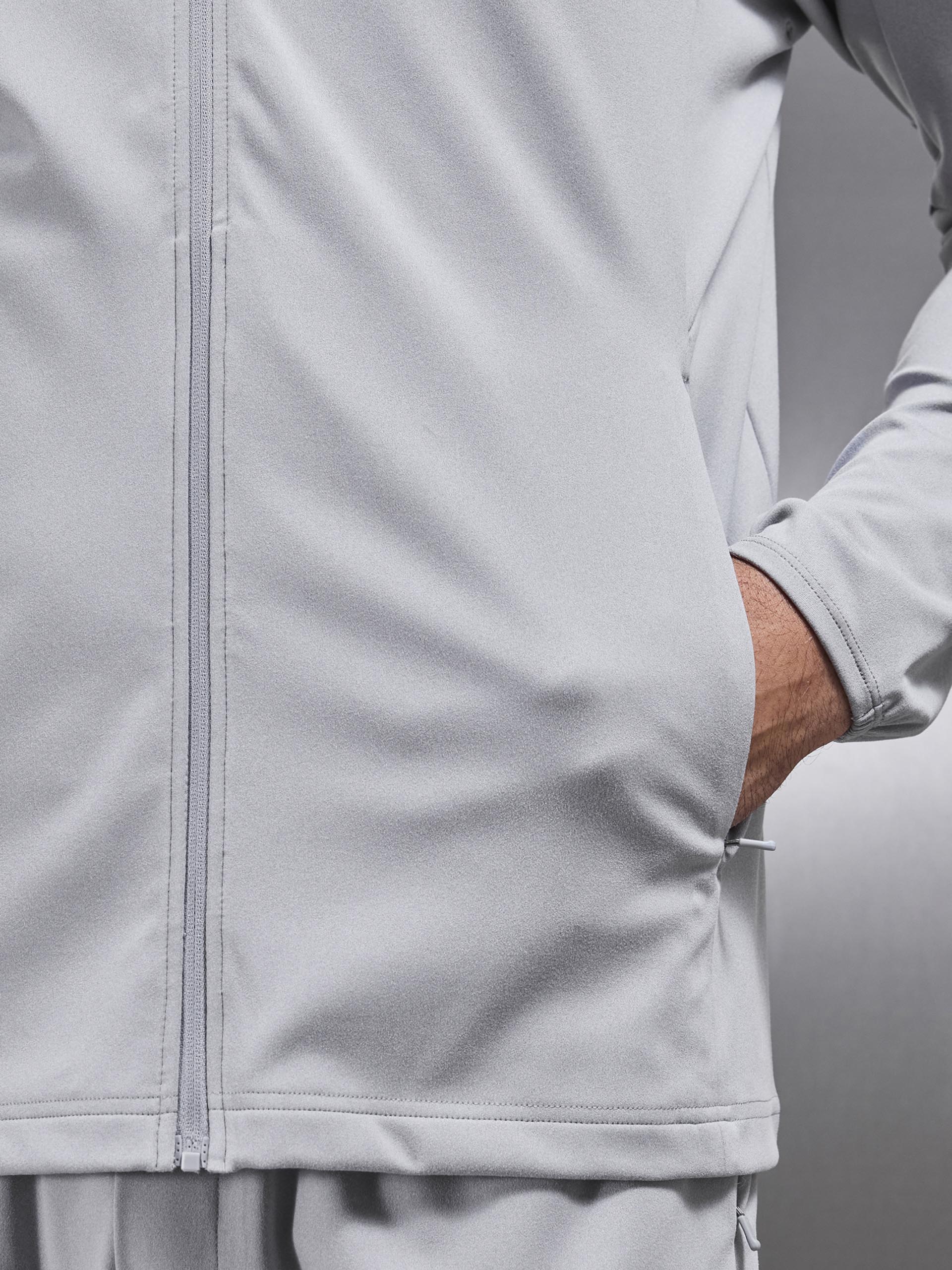 Active Jersey Zip Hoodie in Marl Grey