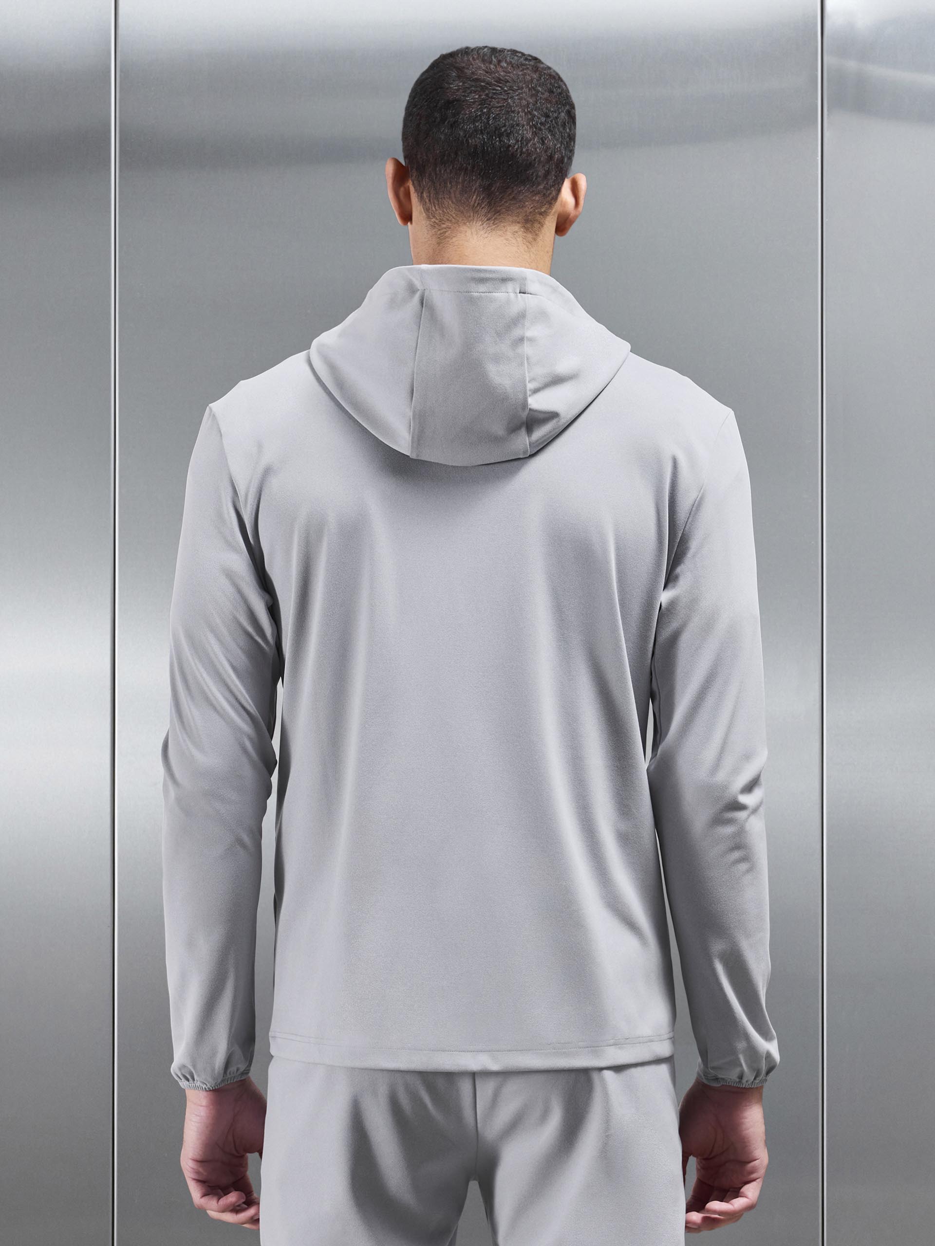 Active Jersey Zip Hoodie in Marl Grey